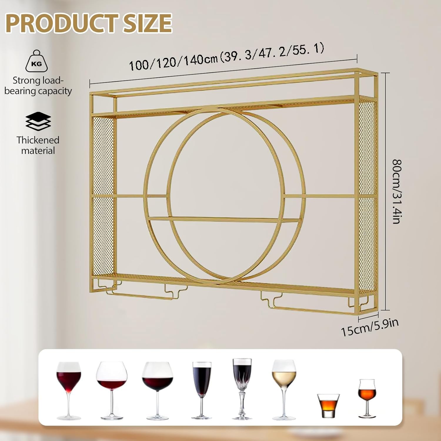 Porte-bouteilles mural en métal noir pour maison, bar, salle à manger ou décoration intérieure (100 x 15 x 80 cm) – Solution de rangement élégante et peu encombrante