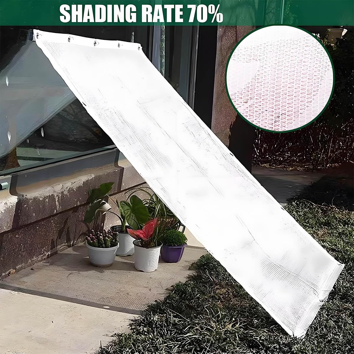 Siatka ogrodowa, 70% ochrona przed promieniowaniem UV, wodoodporna, prostokątna, do szklarni, balkonu, pielęgnacji roślin, 6 x 12 m, tkanina do ogrodu