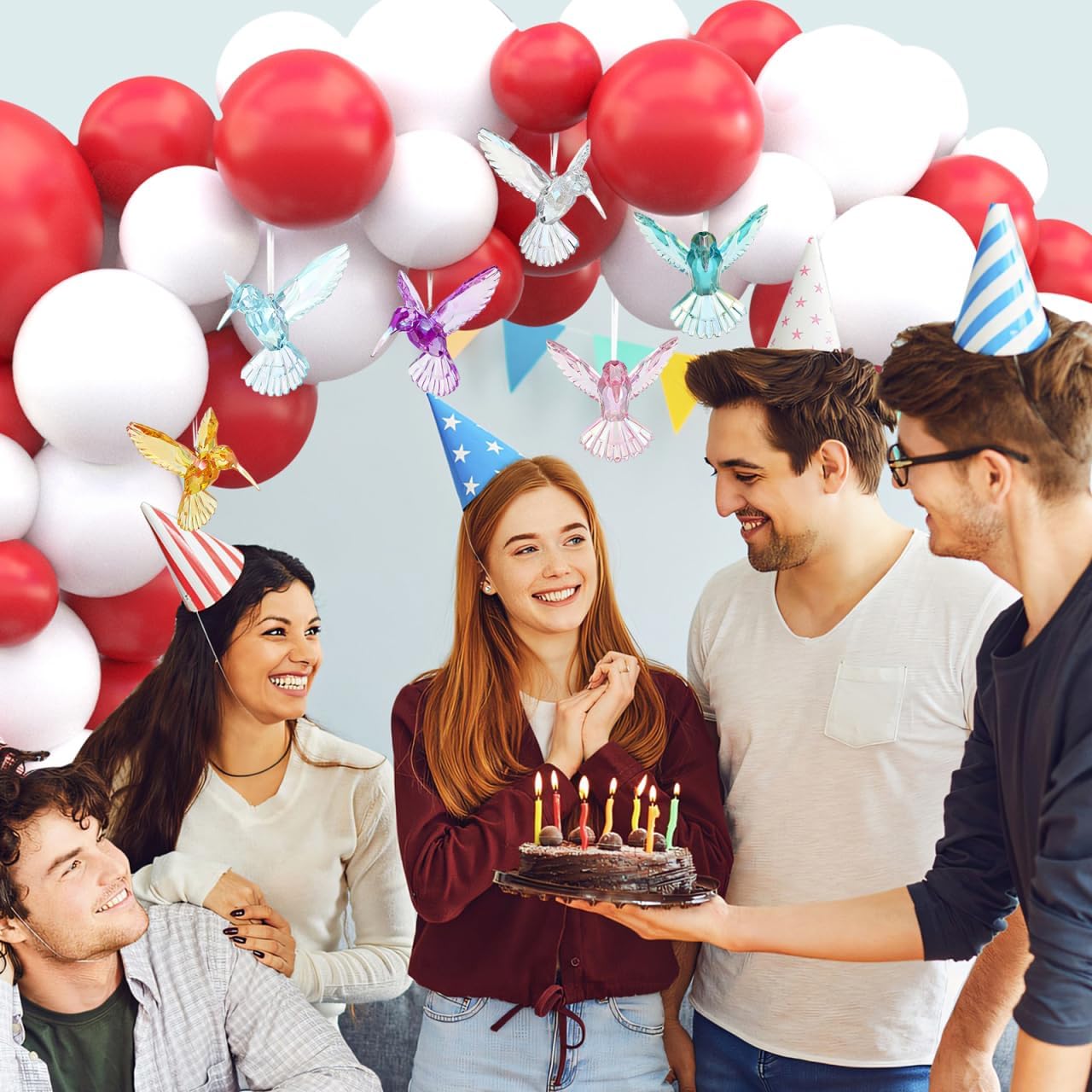 POPETPOP 6 Pcs Hummingbird Hanging Ornaments: Acrylic Hummingbird Suncatchers Decoration, Crystal Pendants Suncatchers Decor for Trees, Home, Christmas Party Favor - Image 9