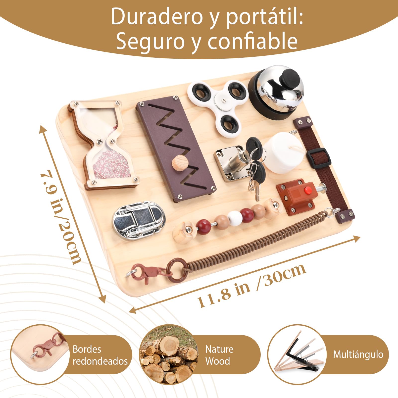 Busy Board Montessori para Adultos con Demencia y Alzheimer – Actividades para Mayores, Entrenamiento y Juegos de Memoria – Juguete sensorial para TDAH, Autismo y manejo del estrés