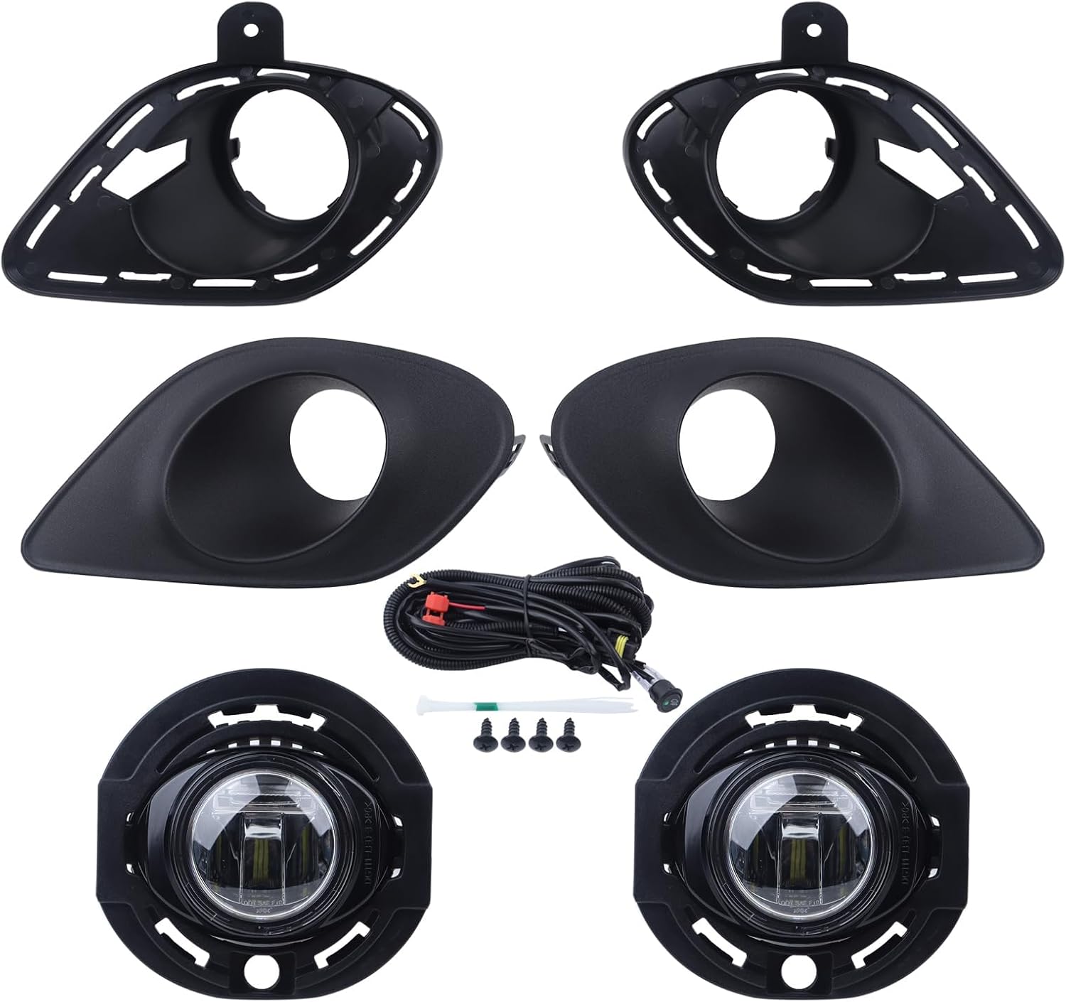 LH&RH LED Type Bumper Pair Fog Light W/Bracket Wiring Kit Replacement Compatible with 2015-2023 Dodge Charger (with Wiring Harness) Fog Lights Left&Right Side Assembly CH1038171 68280429AA