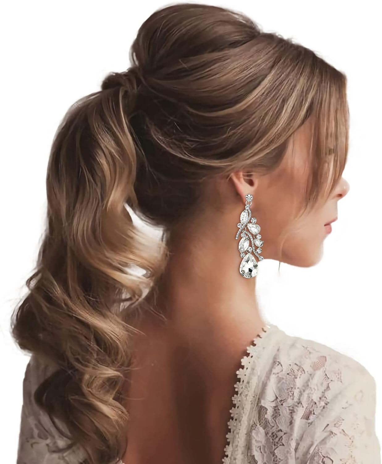 BriLove Women's Bohemian Boho Crystal Multi Teardrop Filigree Cluster Chandelier Dangle Earrings - Image 4