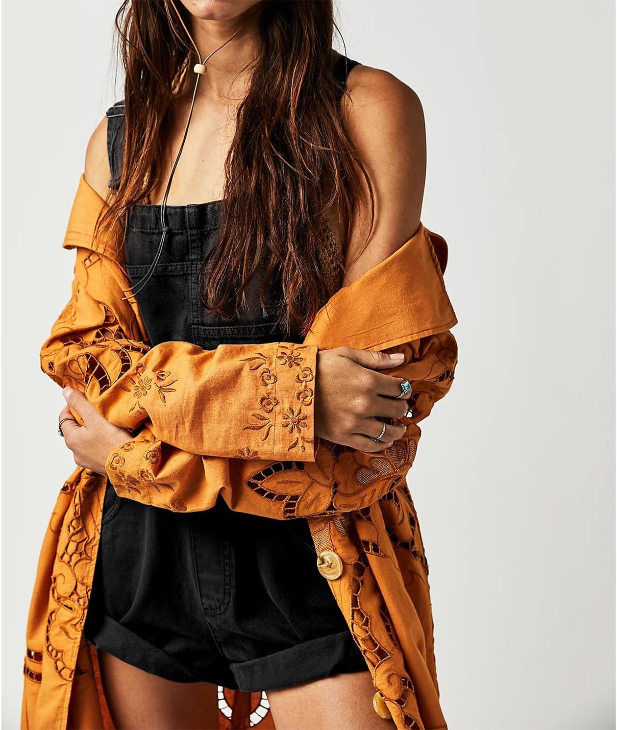 Women's Casual Denim Bib Overall Shorts Adjustable Straps Cuffed Hem Shortall Rompers - Image 7