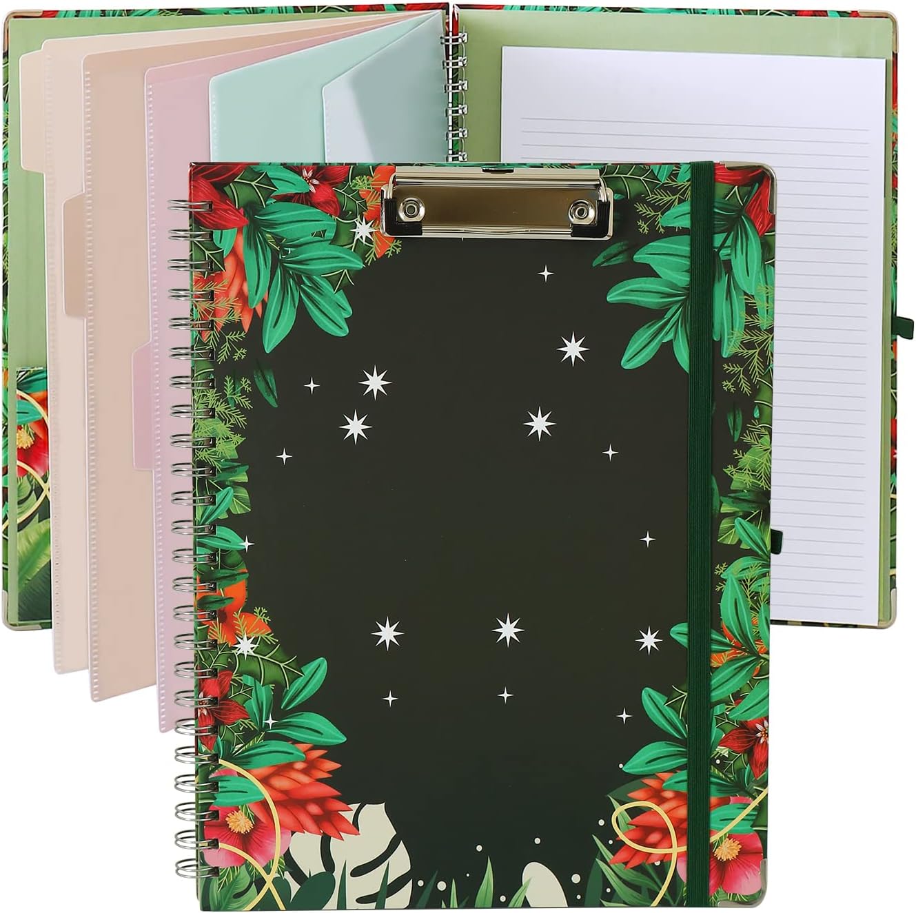 Clipboard Folio Spiral Folder Board,5 Extra Folders With