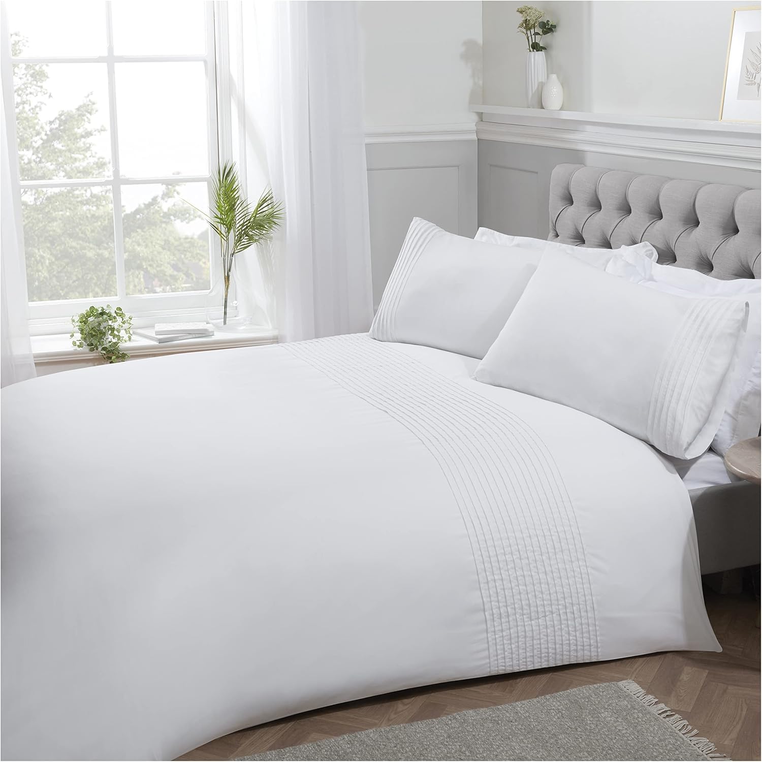 Smart Living Pintuck Duvet Set King White Polycotton