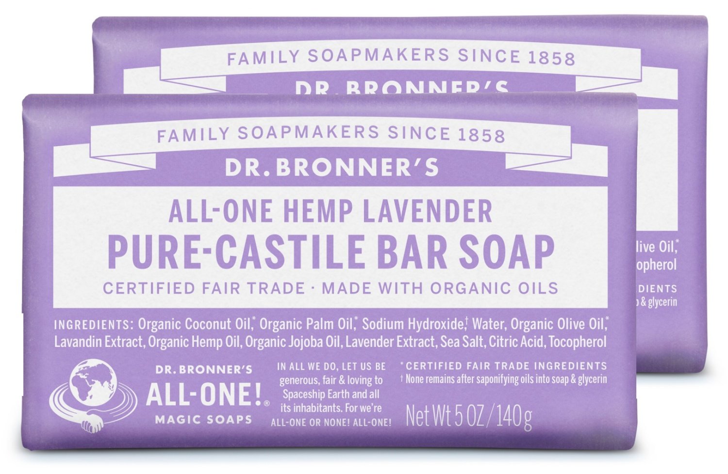 Amazon | マジックソープ バー ラベンダー 140g×2個 | Dr. Bronner 