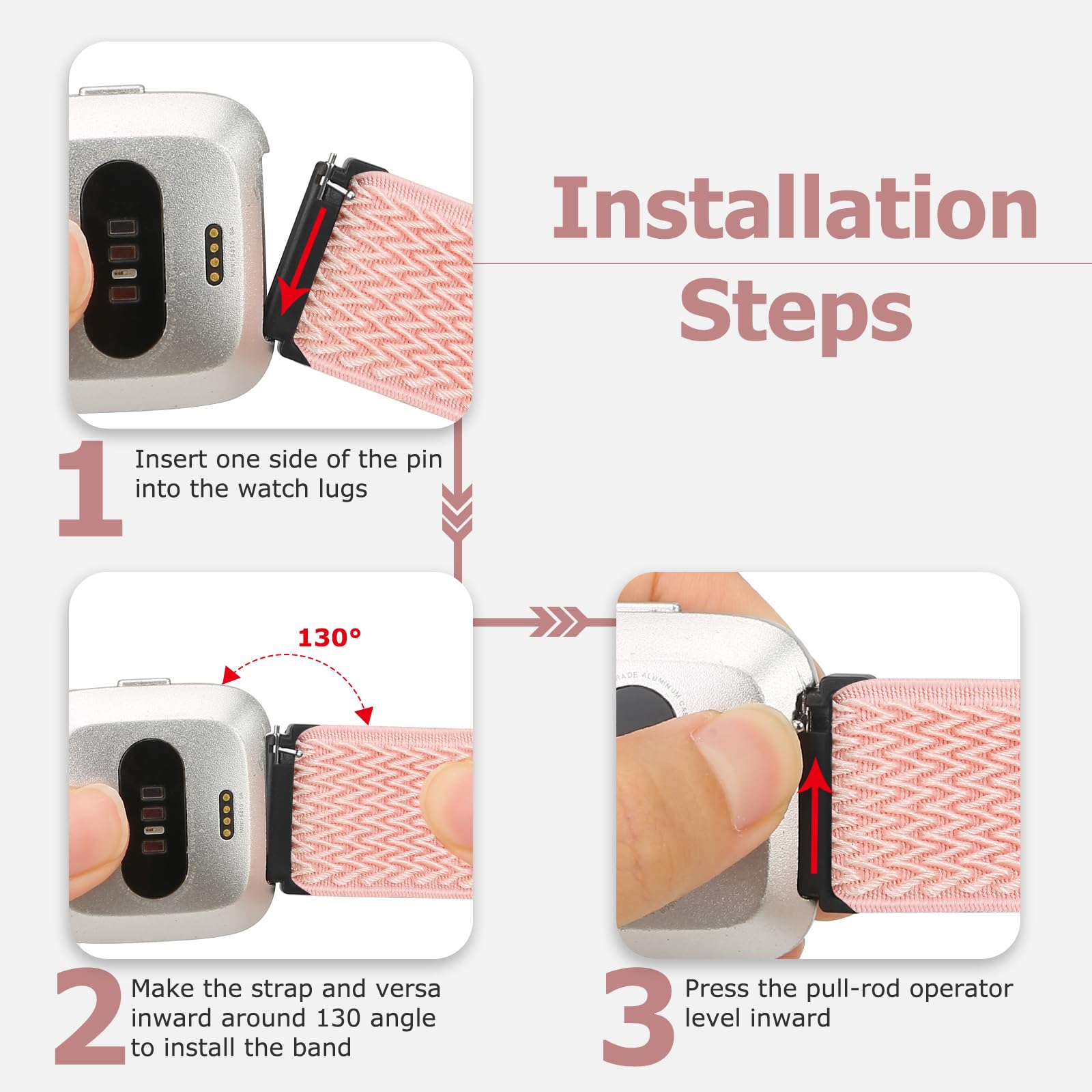Bcuckood 3 Pack Elastic Straps Compatible with Fitbit Versa 2/Versa Lite/Versa SE - Image 4