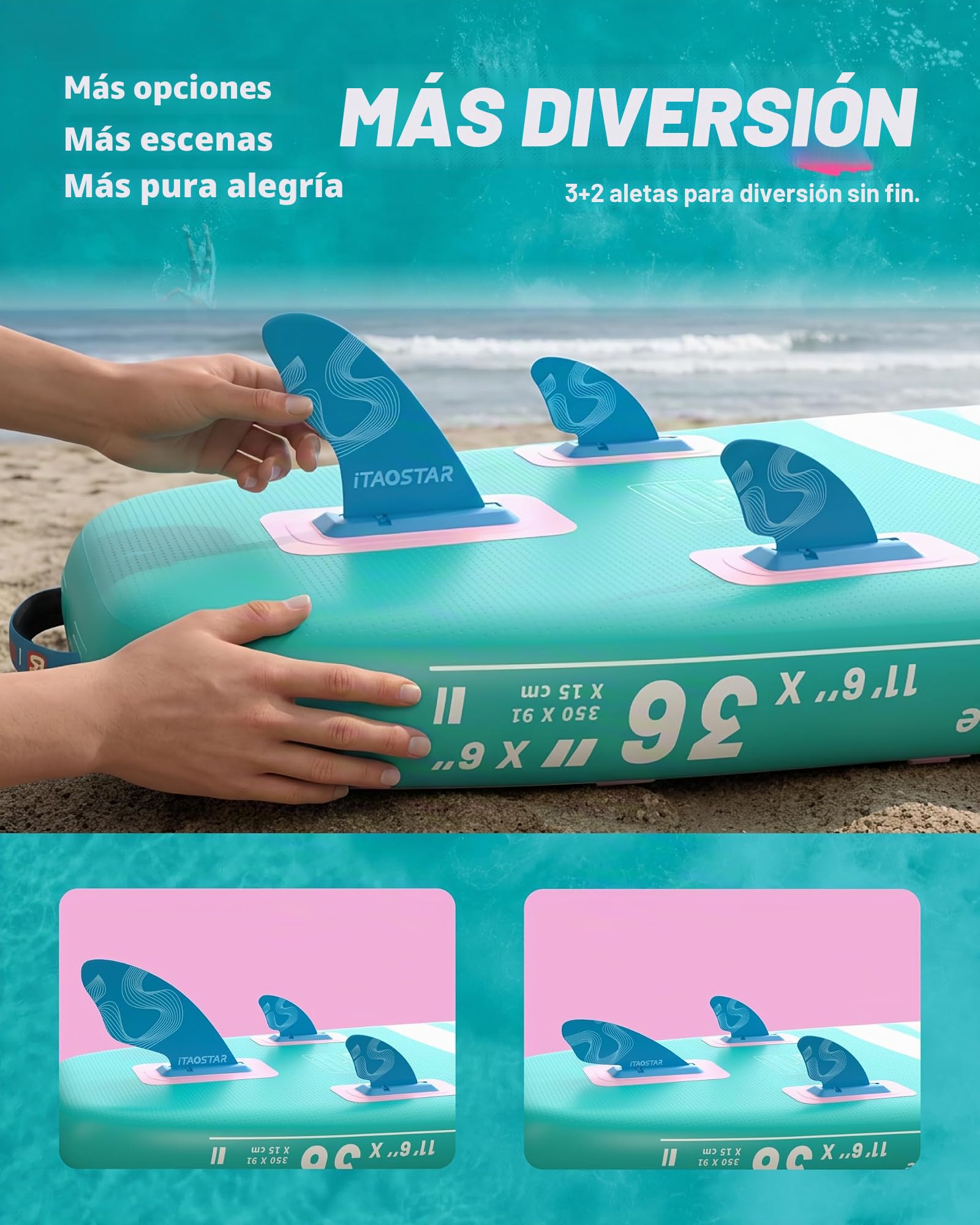 Tabla de Remo Extra Ancha de 11'6" × 36" con Asiento, Accesorios Premium para Tablas de Sup, Aletas Personalizadas, Tablas de Remo inflables para Todos los Niveles