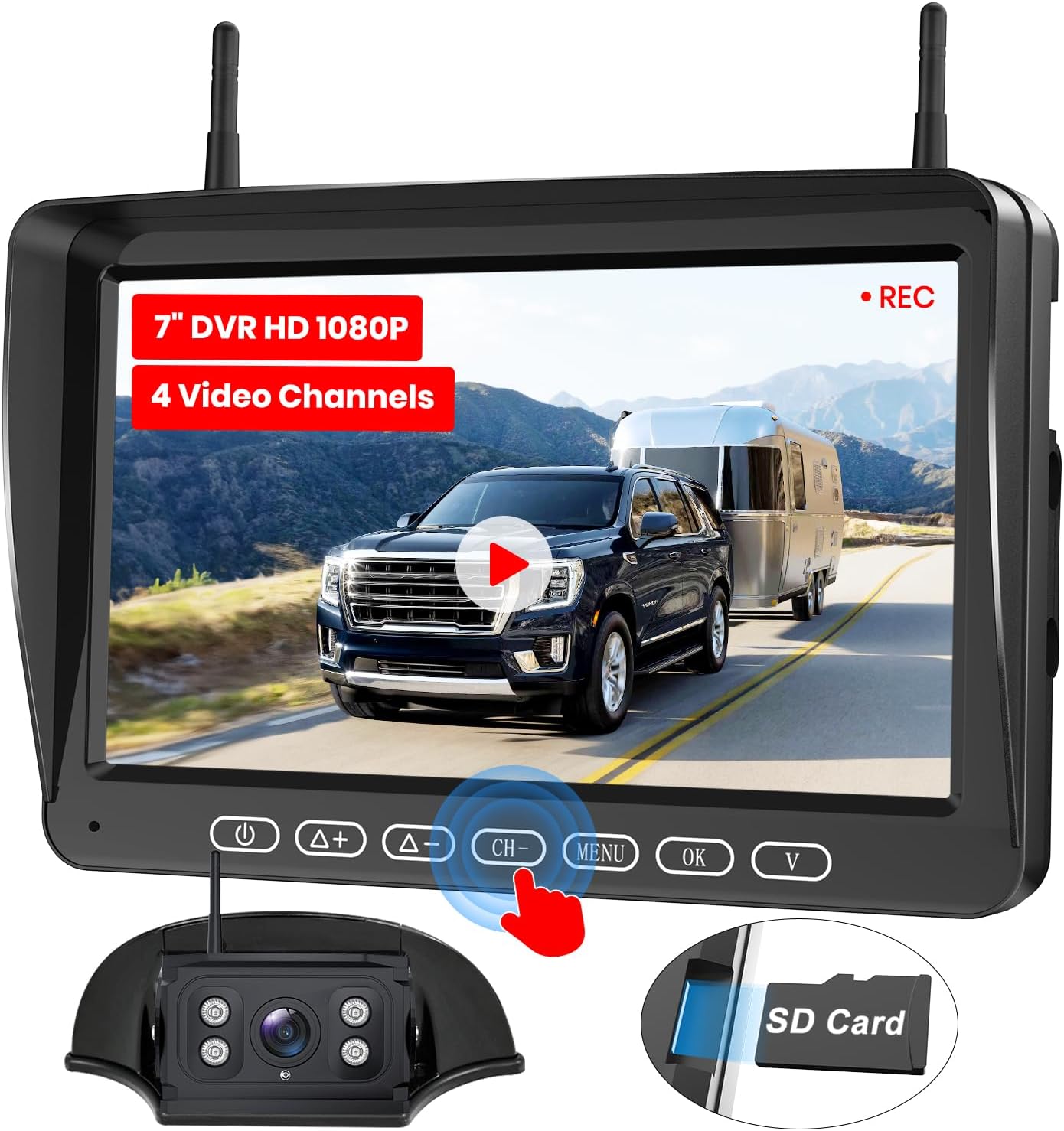 RV Backup Camera Wireless Pre-Wired for Furrion Systems: 1080P 7″ Recording Split Screen Monitor & IR Night Vision Back Up Camera, Wide Angle Rear View Camera for Trailer, Camper 5th Wheel BoscamPlus RV Backup Camera Wireless Pre-Wired for Furrion Systems: 1080P 7″ Recording Split Screen Monitor & IR Night Vision Back Up Camera, Wide Angle Rear View Camera for Trailer, Camper 5th Wheel BoscamPlus