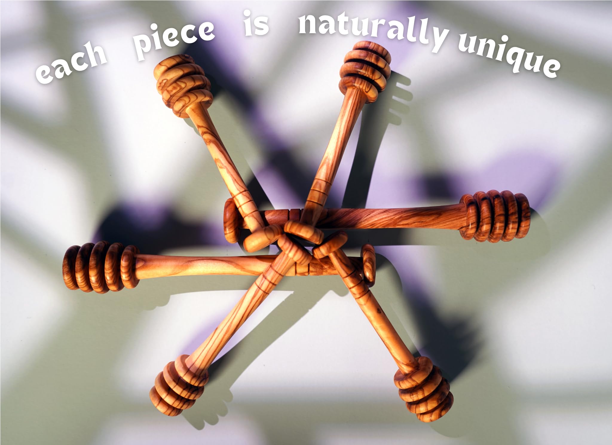 Ezo.Home Set Of 2 Olive Wood Honey Dippers - Each 10cm, Brown, Cylindrical, Solid