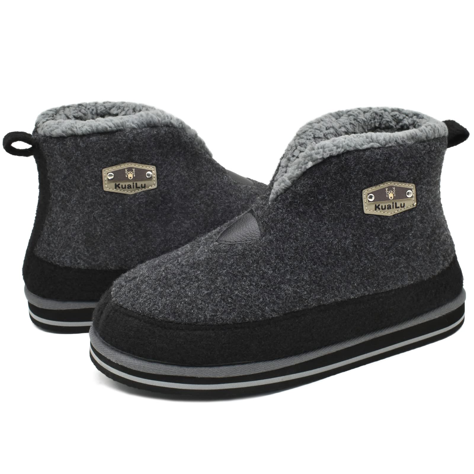 KuaiLu Pantofole Stivaletto Uomo Invernali Babbucce Calde Peluche Pelose Foderata Chiuse Pantofola Stivali Casa Comode Memory Foam Slippers con Indoor outdoor Antiscivolo Suola