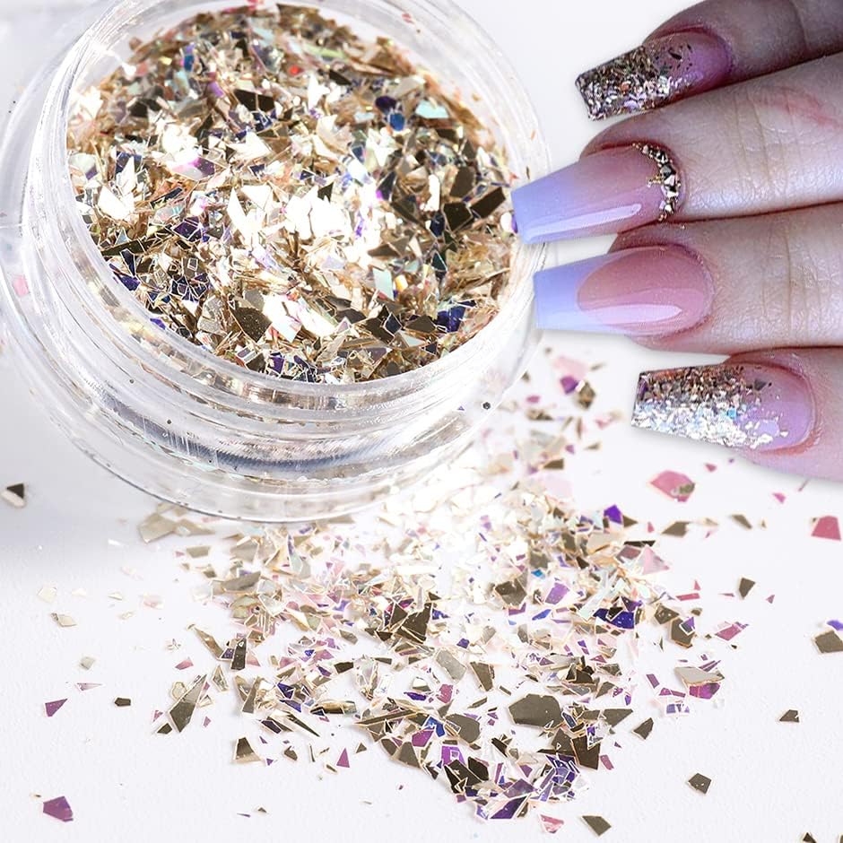 Miniatura 4 de 4 cajas holográficas con purpurina para uñas, escamas mixtas hexagonalesrombos con lentejuelas para uñas, kits de decoración artística para mujeres,