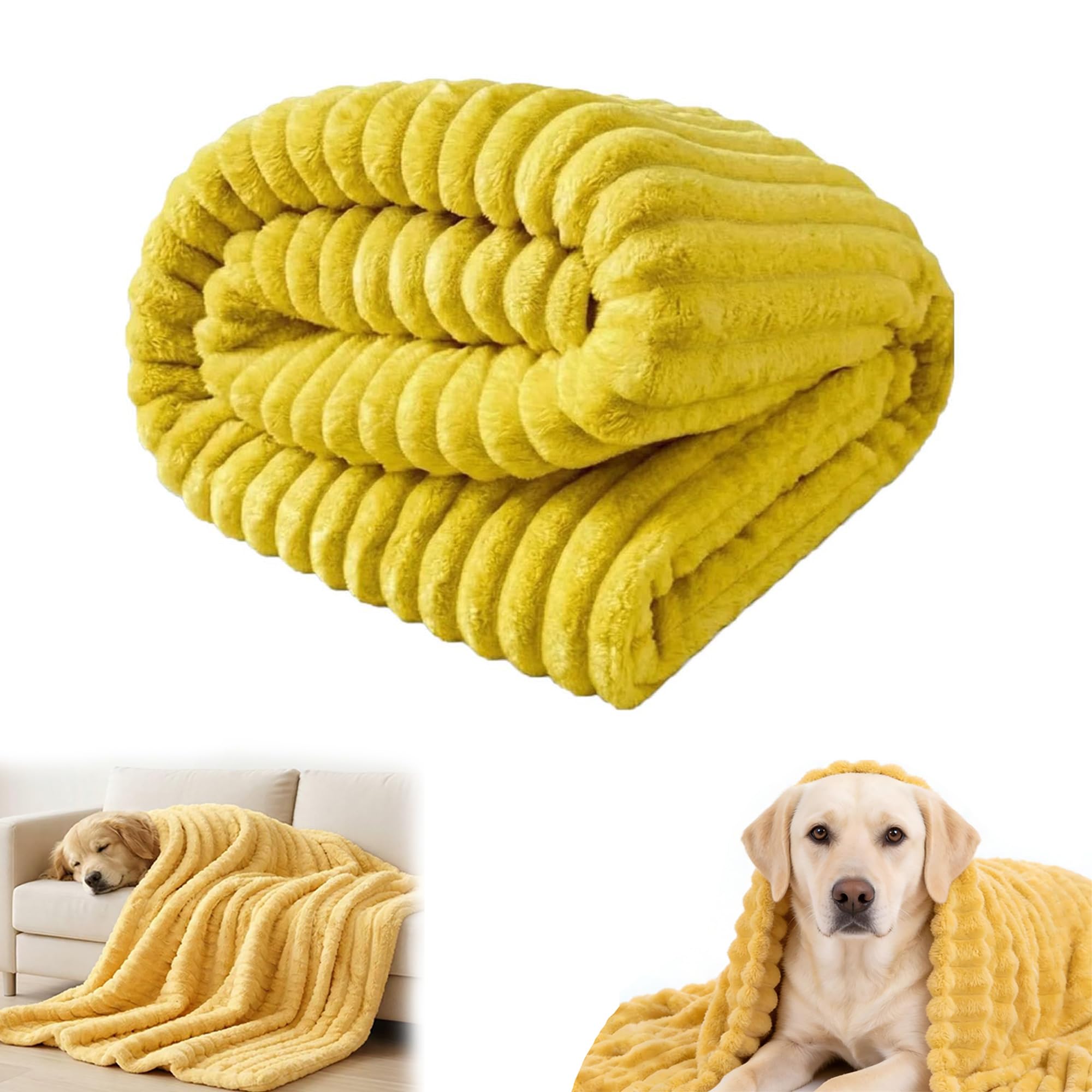 Dog Emotional Support Blanket Yellow, Yellow Dog Blanket, Soft Security Blanket for Pet Sofa Bed Seat (Bright Yellow,150 * 200cm/59.05 * 78.74in)