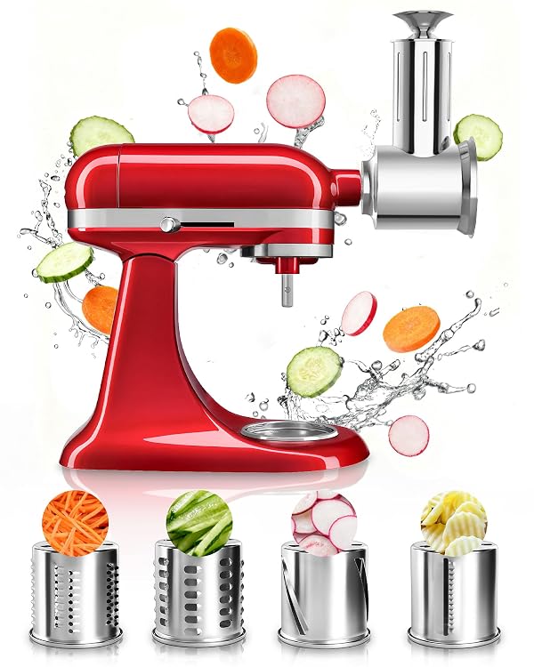 Jooke Latest Large Stainless Steel Slicer Shredder Attachment for KitchenAid Stand Mixers,Dishwasher Safe Vegetable Cheese Grater for KitchenAid Mixer Attachments,4 Blades,Time-Saving Salad Maker by Jooke - Image 6