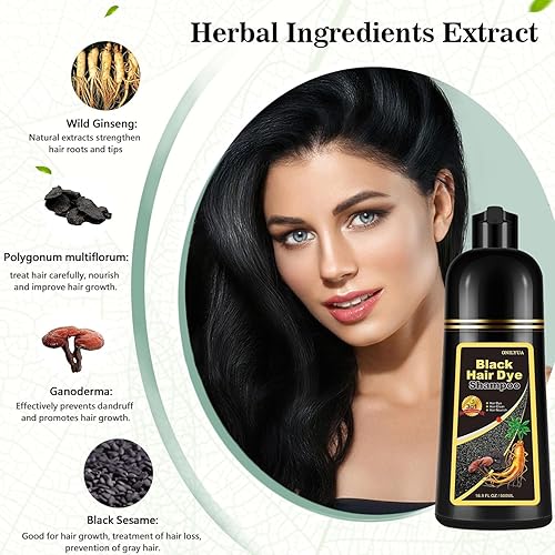 Miniatura 5 de Fvquhvo Natural Instant 3 en 1 Champú de tinte de color para cabello gris - Hombres y mujeres, marrón oscuro de larga duración