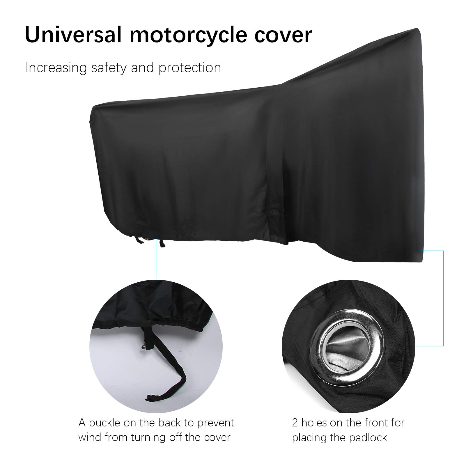 akcesoria motocyklowe, sprzęt motocyklowy, uniwersalny pokrowiec na motocykl otwór zamka wodoodporna ochrona 210D tkanina Oxford z torbą do przechowywania (M)