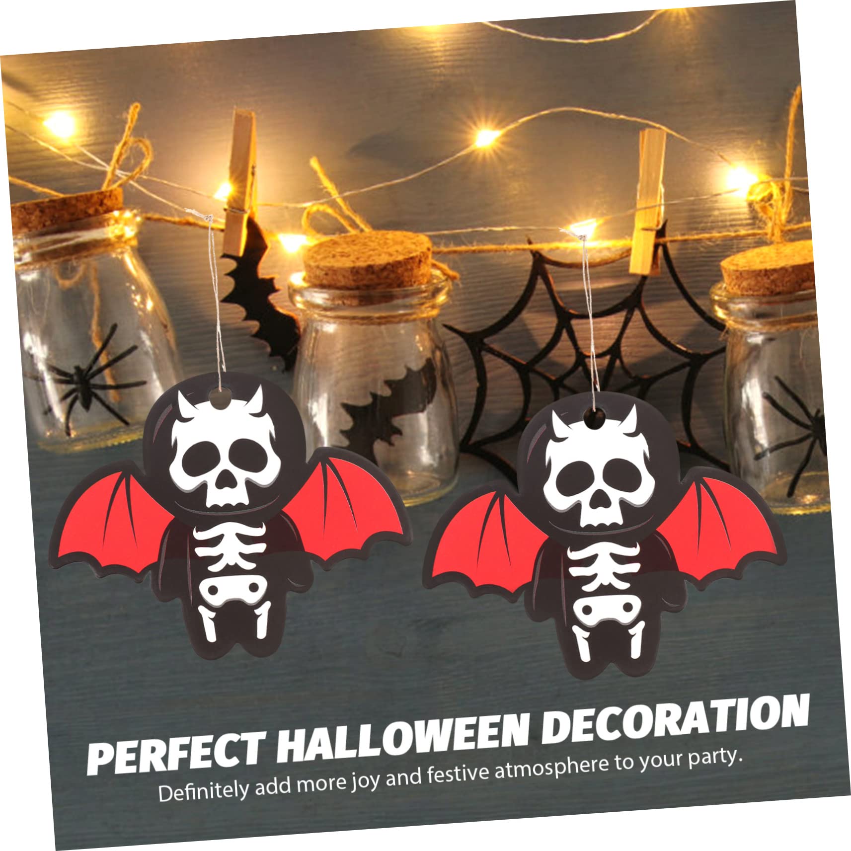 Cabilock 5 Sätze Fledermaus Anhänger Deko Zubehör Fledermäuse Halloween Spinnen Deko Aufkleber Halloween Mini Skelette Trick Or Treat Hängeetikett 100 Stück * 5