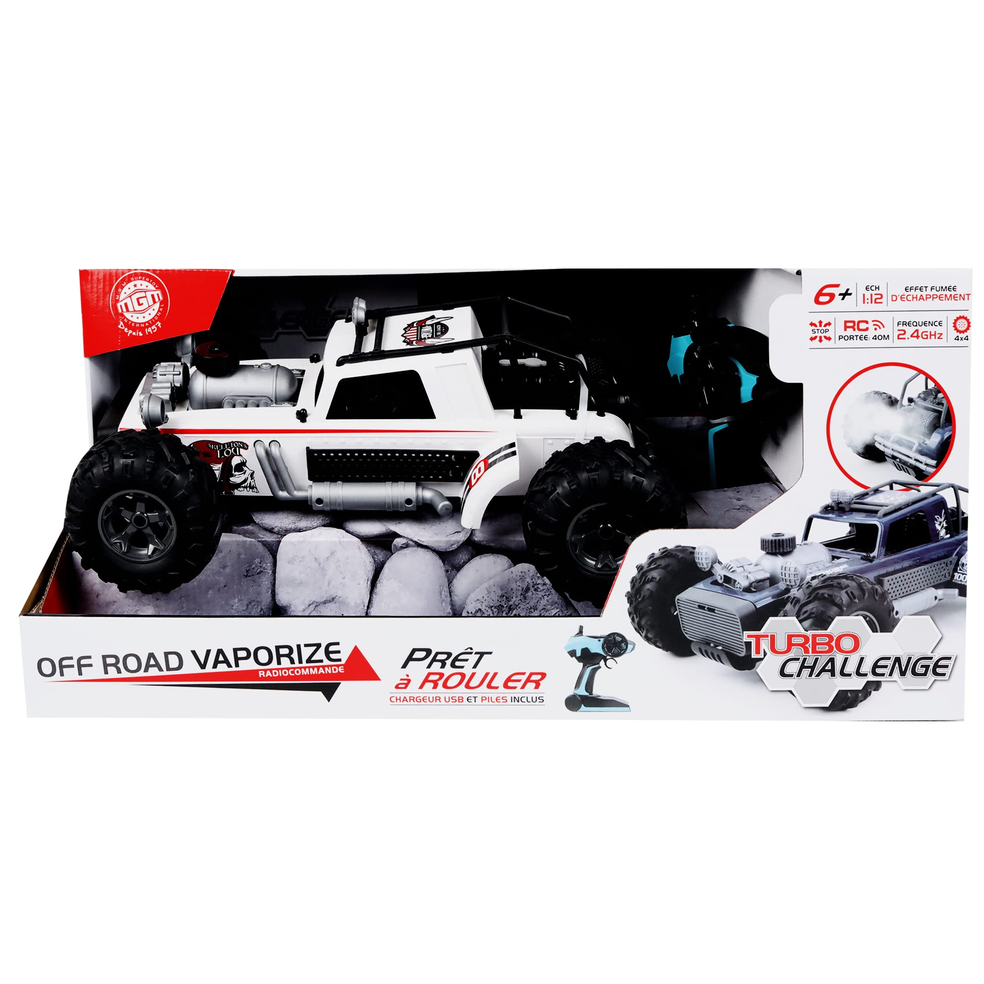 TURBO CHALLENGE - 4x4 Fuoristrada - Vaporize - 1/12 - 096602 - Auto Telecomandata - Modello Casuale - Pronta all'Uso - Opzione Fumo - Ricaricabile e Batterie Incluse - Plastica - A Partire dai 6 anni