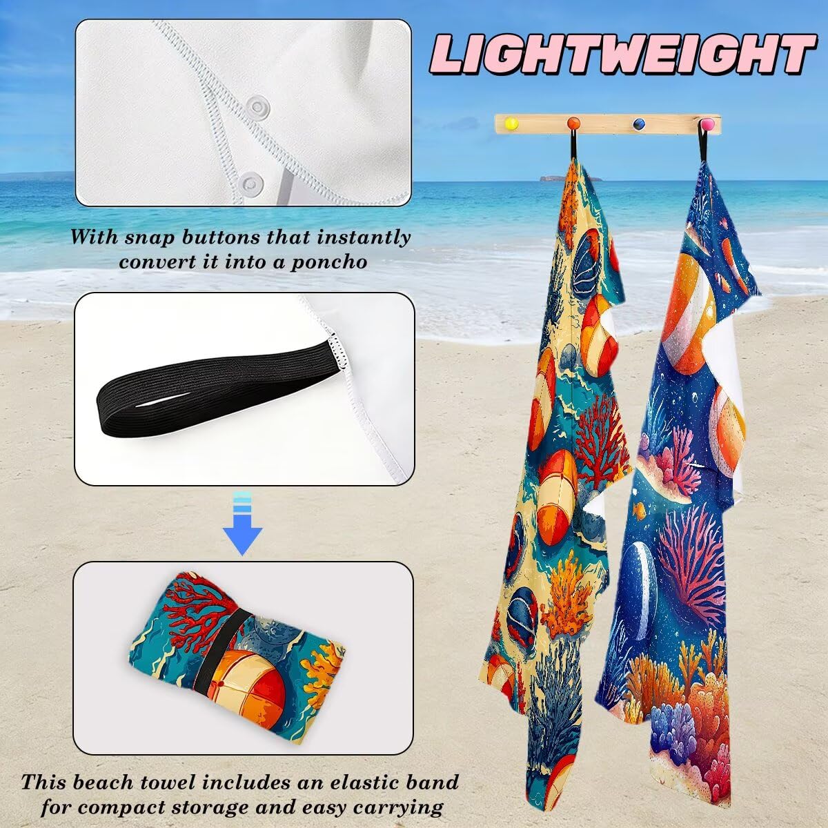 Toalla Playa 80x160 cm, Toalla Gimnasio Microfibra Secado Rapido, Juego de 2 Antiarena Toallas de Playa, Ligera Compacta Toallas Microfibra Grande para Viaje, Regalo Hombre Regalo Mujer (Coral) -5045