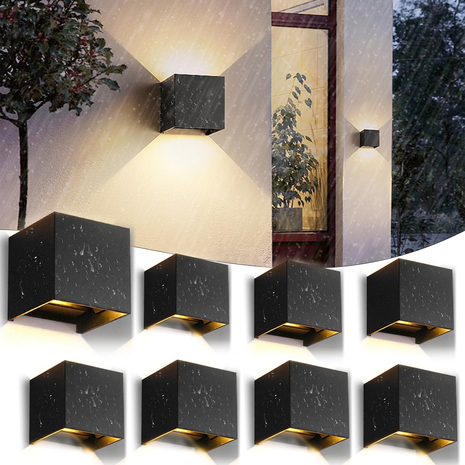 CHENBEN 8 Stücke Wandleuchte Innen 12W außenlampe IP65,3000K Warmweiß Aluminium LED Wandlampe Außen/Innen, Einstellbarer Lichtstrahl außenlampe für Garten/Flur/Weg,Eisenhaltig