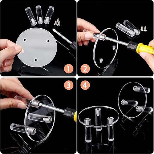 Miniatura 4 de FINGERINSPIRE 2 juegos de acrílico transparente para exhibición de joyas, base redonda, organizador de joyas, pedestales, figuras, modelos, soportes