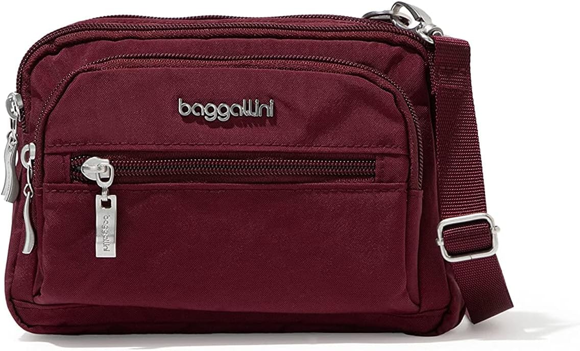 Bolso bandolera pequeño con triple cremallera para mujer - Riñonera ligera convertible con cinturón