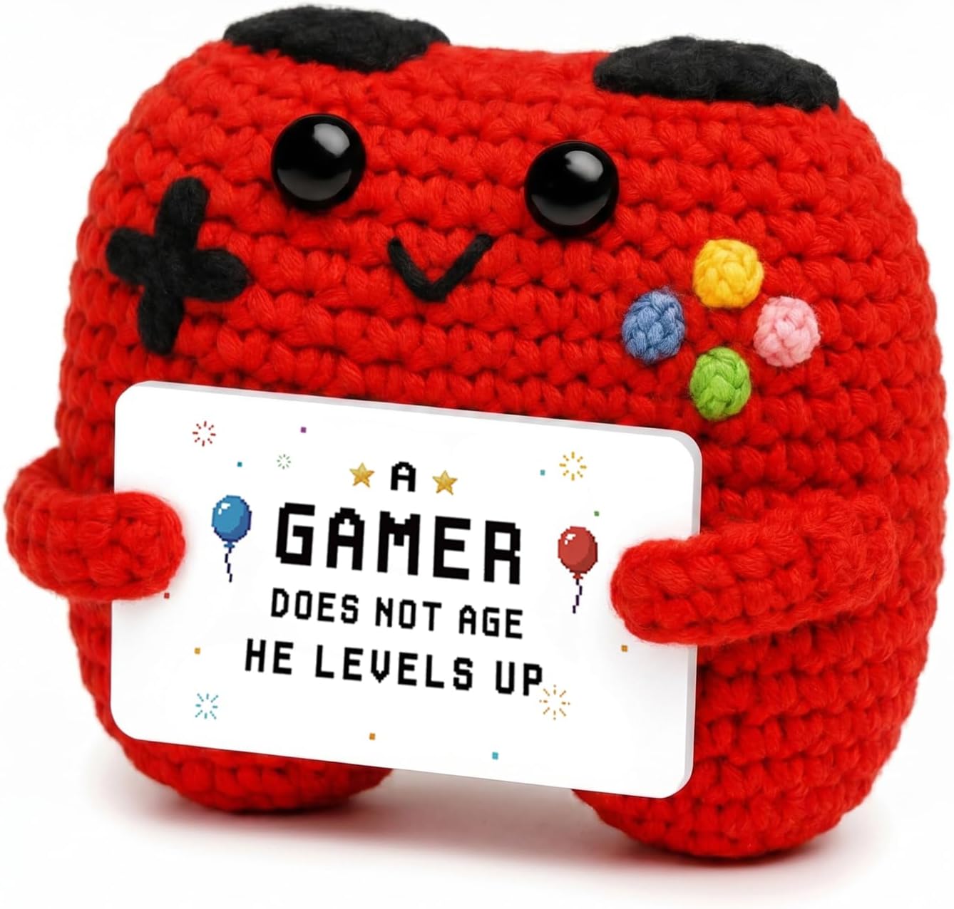szoszo Gamer Gifts for Men, Funny Crochet Gifts, Gaming Crochet Plush, Emotional Support Plush for Gamers, Game Room Decor
