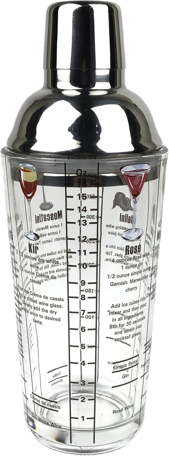 ❤ Crazy Deals 14 oz Recipe Glass Cocktail Shaker With Jigger & Strainer Top - Includes 6 Cocktail Drink Recipes (Wine Theme) Exclusive Discount 80% Offer 14 oz Recipe Glass Cocktail Shaker With Jigger & Strainer Top - Includes 6 Cocktail Drink Recipes (Wine Theme)