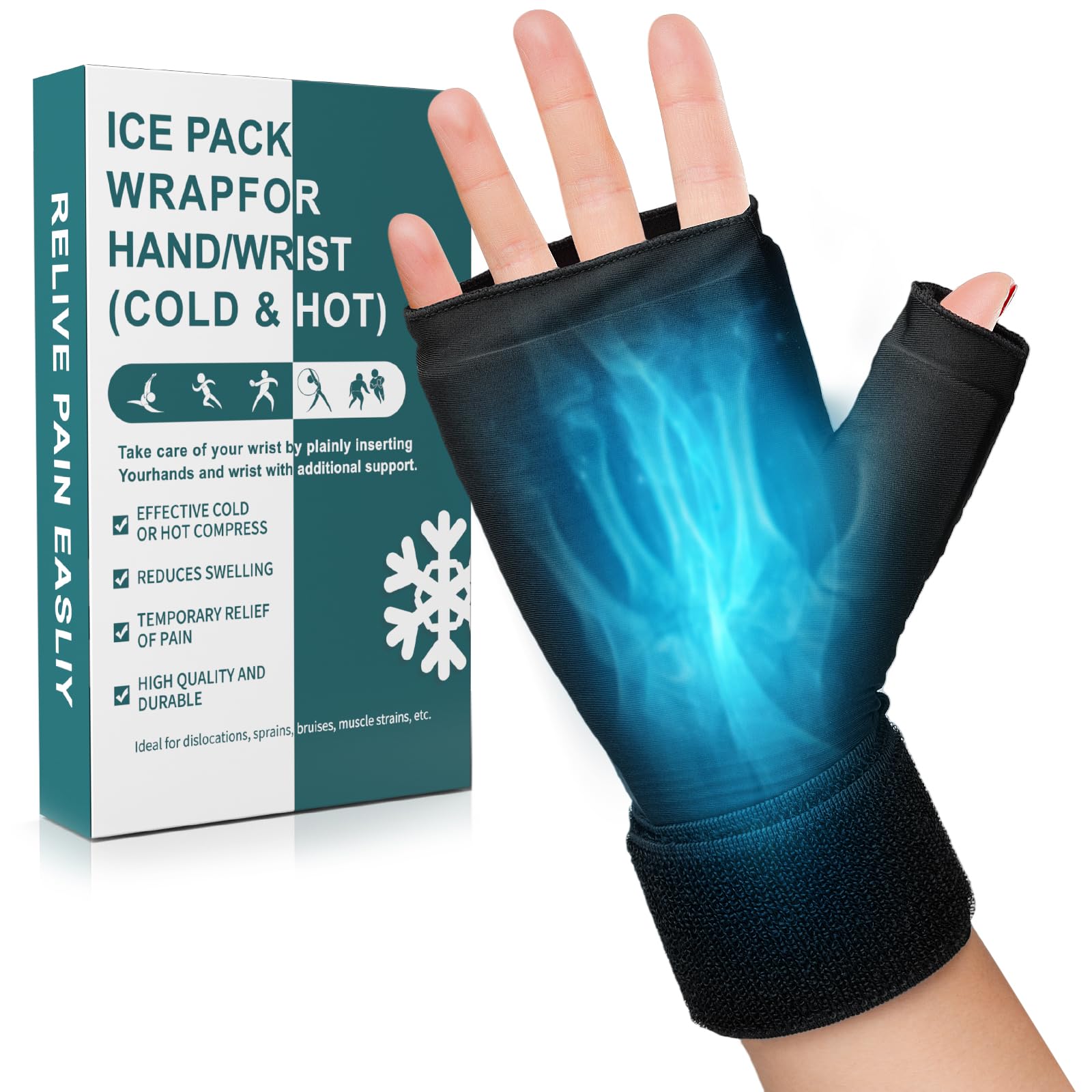 Upgraded Hand Ice Pack Glove for Injuries, Wrist Ice Pack Wrap for Carpal  Tunnel Relief, More Gel Filling Hot Cold Therapy Pack for Hand Arthritis - Main Image