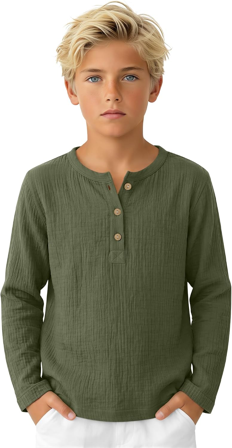 Boy's Long Sleeve Cotton Gauze Shirts