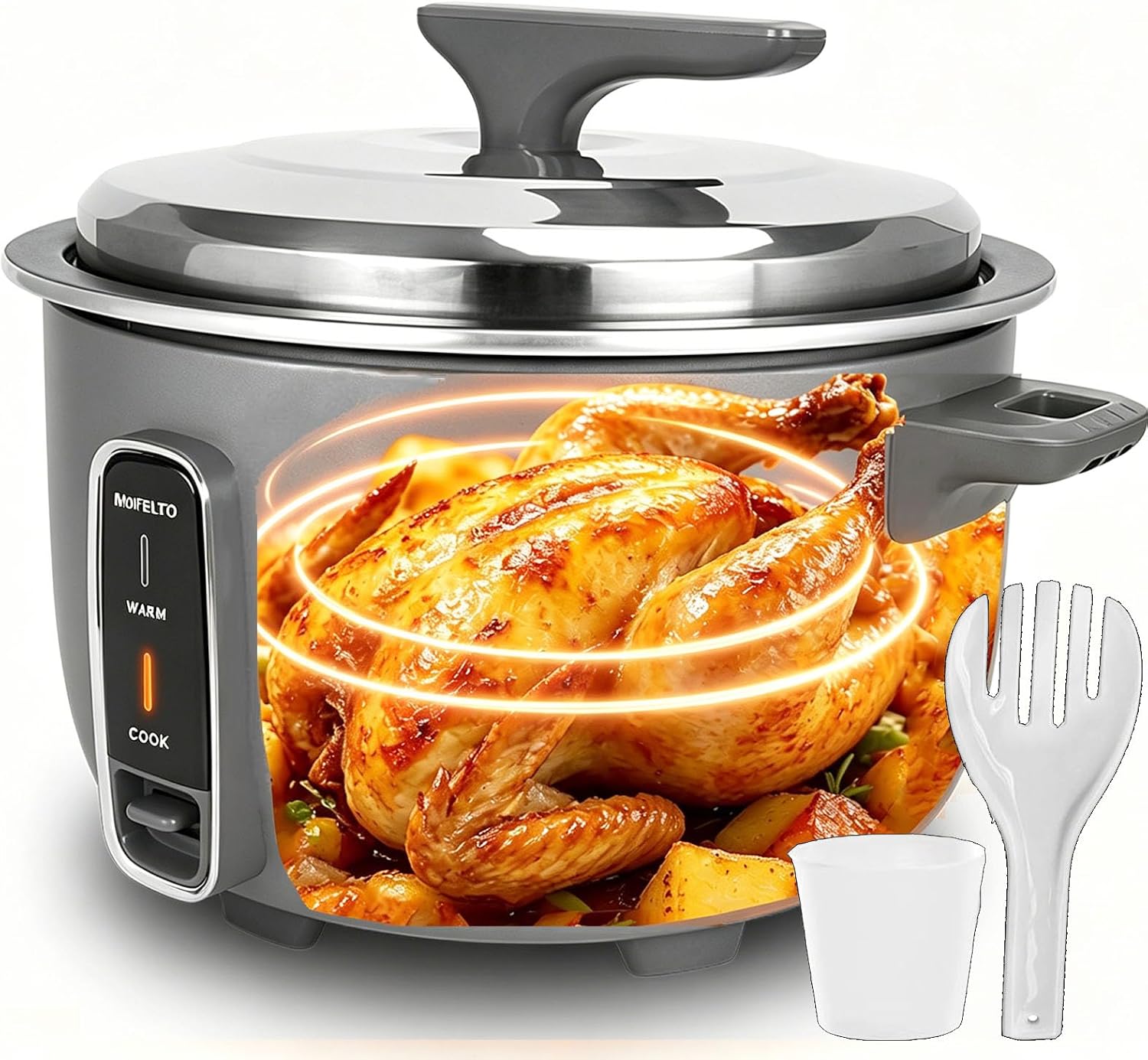 13L Commercial Rice Cooker, 65 Cups Cooked Capacity, Large Electric Rice Cooker with 24h Keep Warm, One-Touch Operation, Nonstick Inner Pot, 1500W Fast Cooking Food Warmer for Restaurants