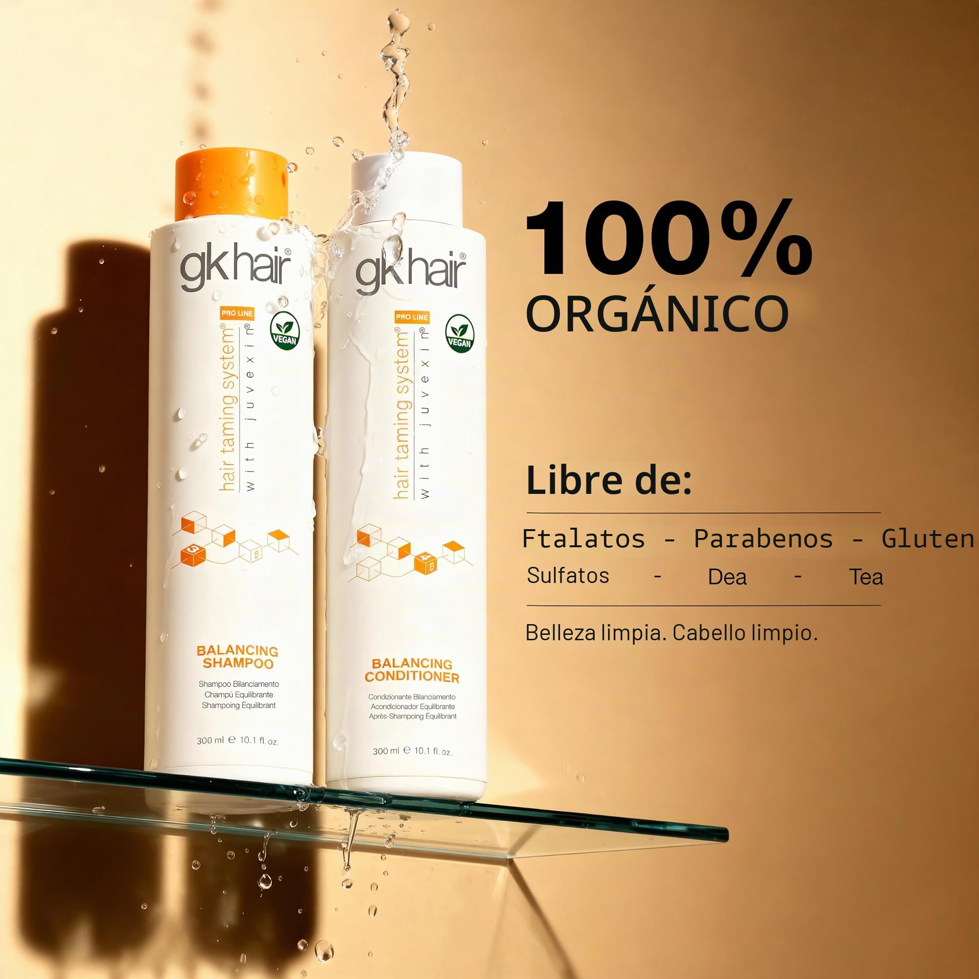 GK HAIR Global Keratin Balancing Shampoo and Conditioner Sets Para cabellos grasos y teñidos Limpieza profunda Ideal para cabellos sobreprocesados y con estrés ambiental (300ml)