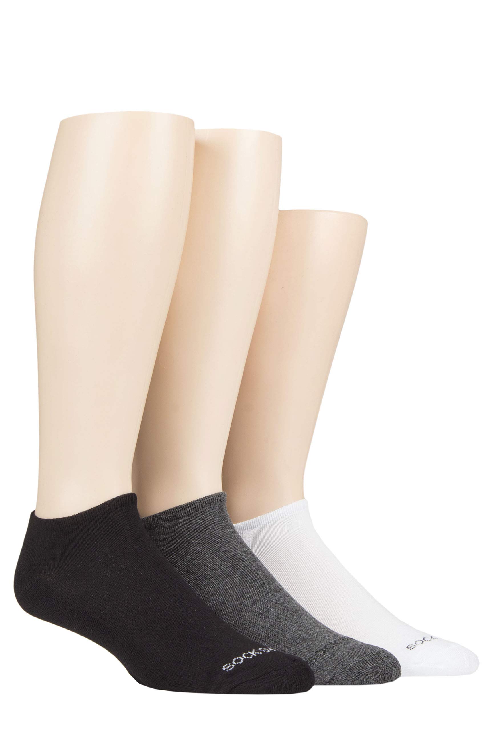 SOCKSHOP Mens Bamboo Cushioned Trainer Socks in Striped and Plain Pack of 3