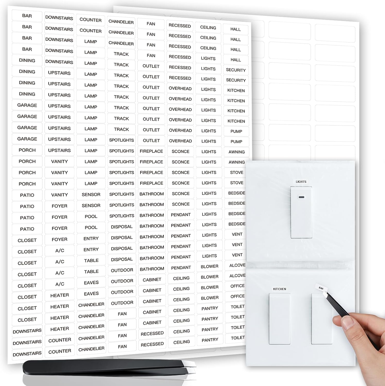 Light Switch Labels 328 Pcs Transparent Light Switch Stickers