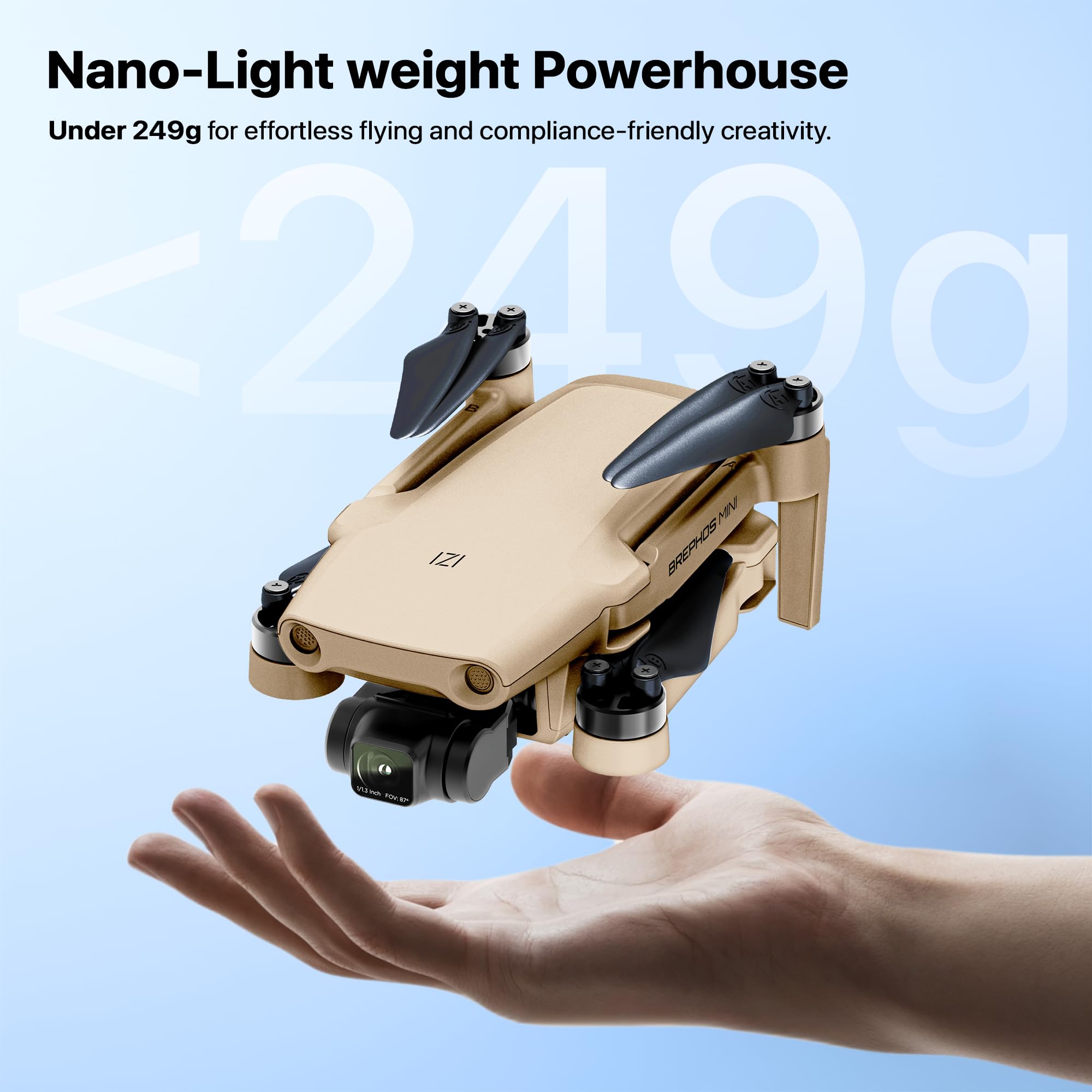 IZI Brephos Mini Nano Drone Fly More Combo with 4K HDR Camera, Under 249g Lightweight Design, 20km IZI R7 Transmission, True Vertical Shooting, Advanced Tracking & Smart RTH with 3 Batteries for Extended Flying 2
