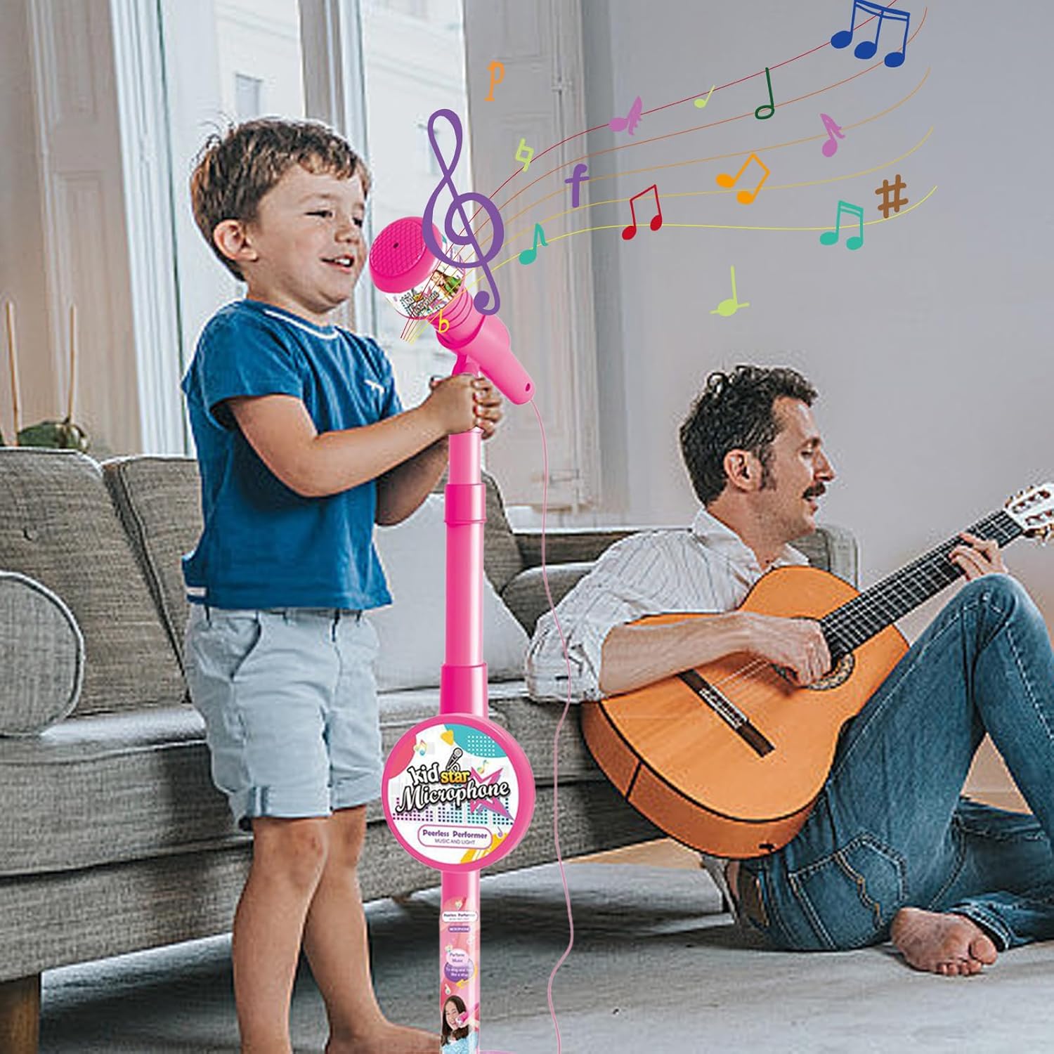 Portable Karaoke Machine for Kids, Vocal Toy with Adjustable Height, Microphone for Kids with Stand, Sturdy and Durable Microphone for Kids, Singing Toy with Standing Light