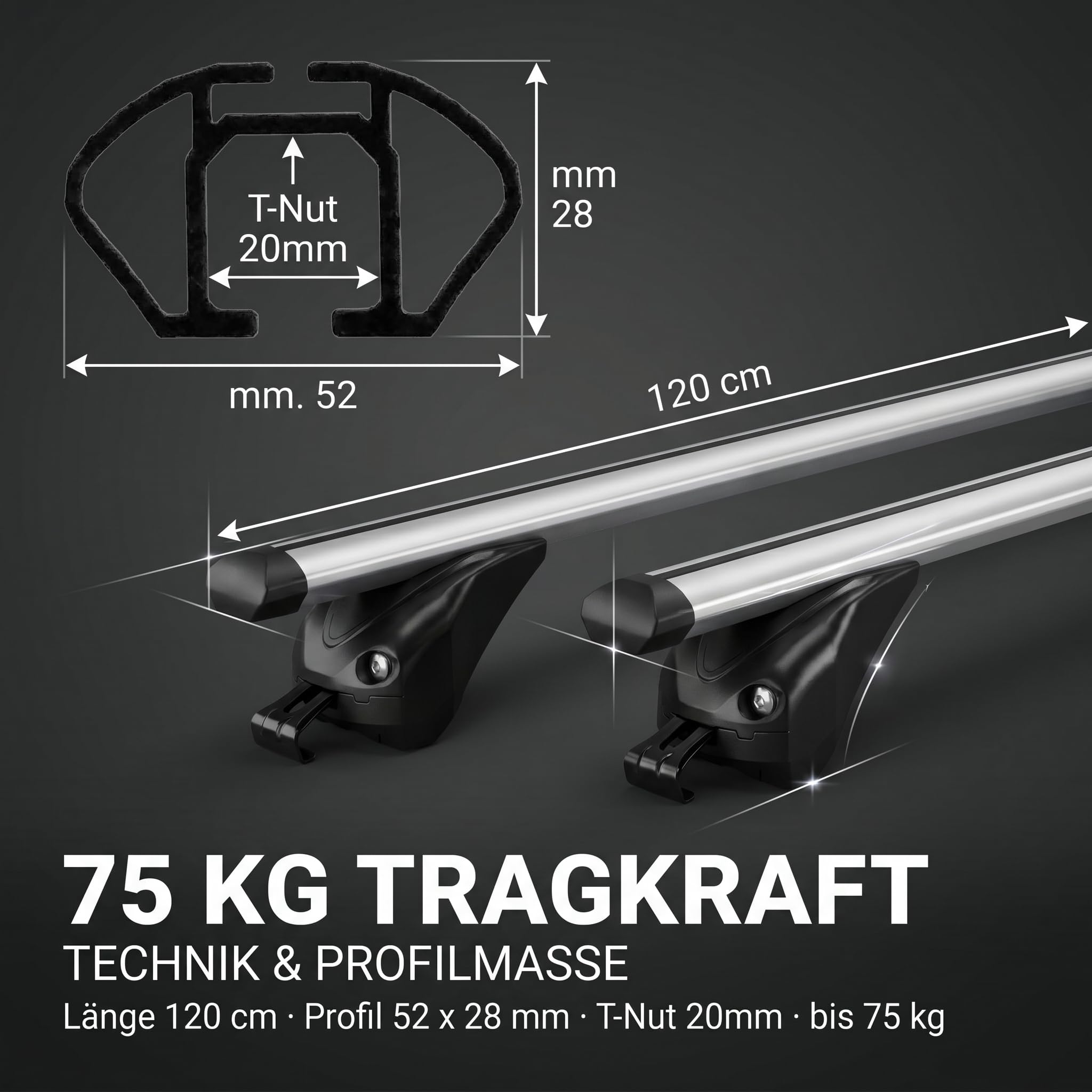 Dachträger/Relingträger VDP KING2 kompatibel mit Jaguar F-Pace (5 Türer) ab 16