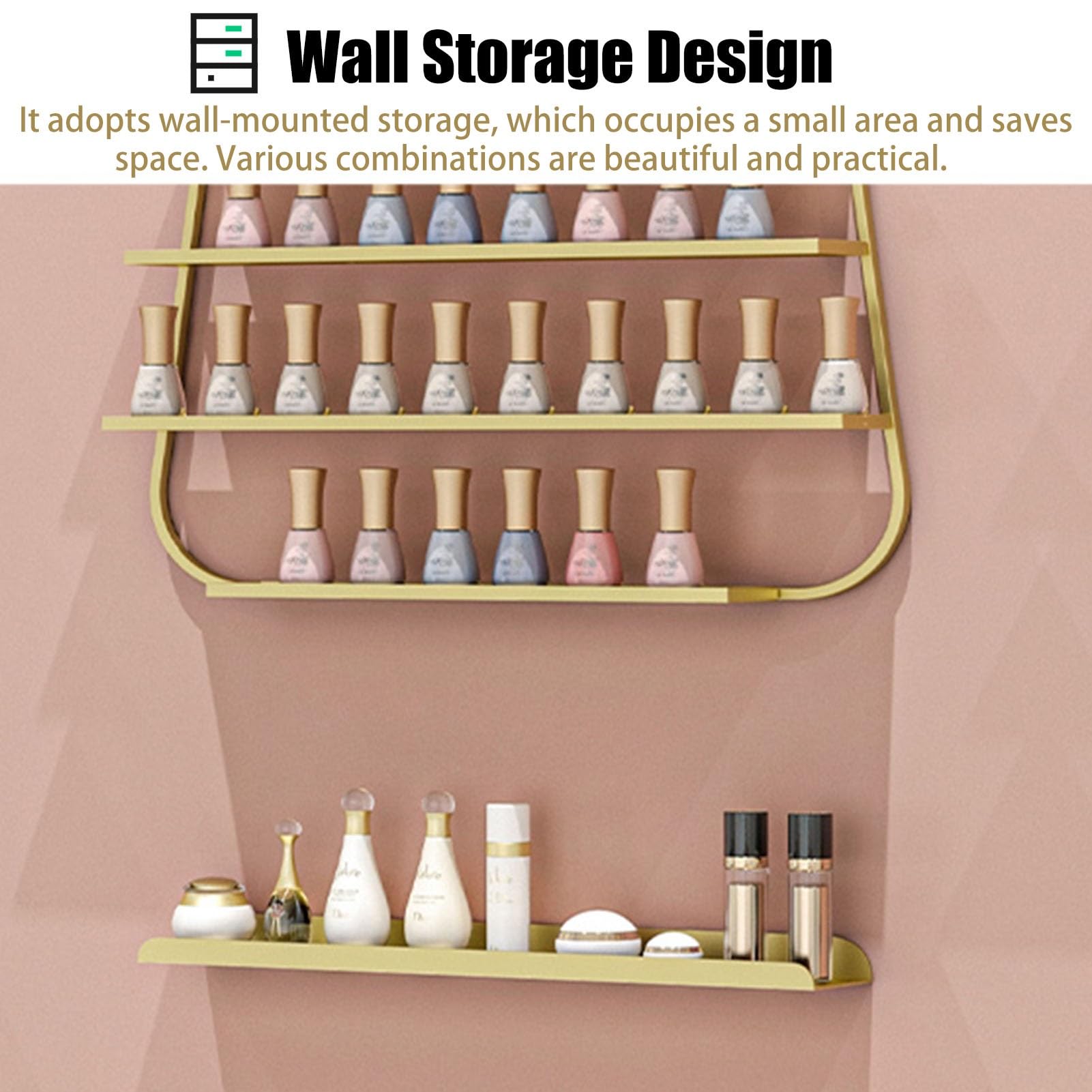 Porta Smalto da Parete: Porta Smalto da Parete e Porta Rossetto, Organizer per profumi per Centri estetici, Set di espositori per Oli Essenziali - Elegante Soluzione di stoccaggio in Metallo