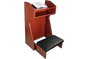 Vintage Rustic Style Prayer Bench Table Chair Padded Kneeler Shelf Folding for Home