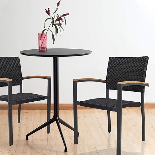 Miniatura 9 de TRY & DO Silla de comedor de ratán para patio, silla de mimbre de polietileno para exteriores con cojín de esponja suave extraíble, sillón para todo