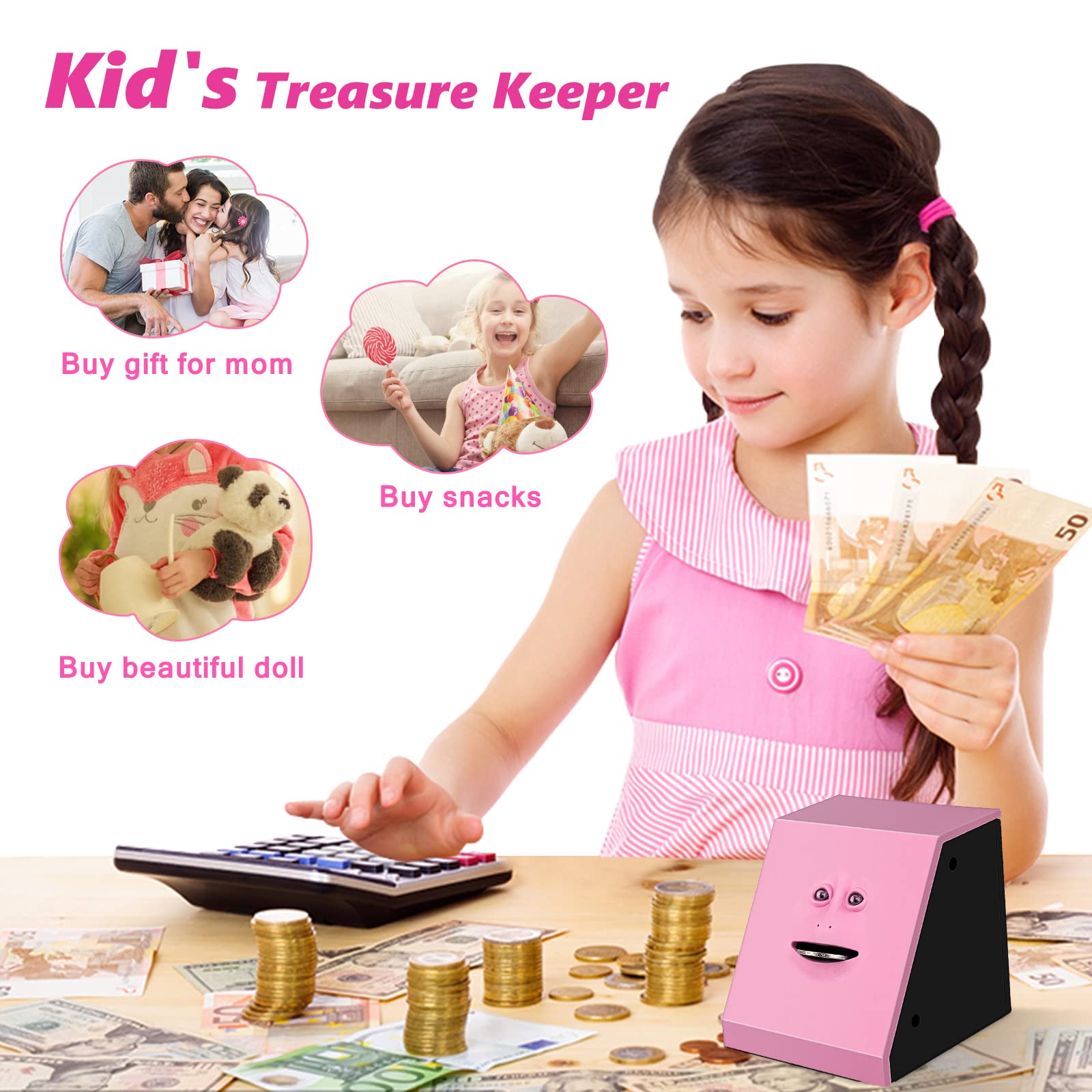 Money Eating Face Box Cute Facebank Piggy Coins Bank Funny Money Coin