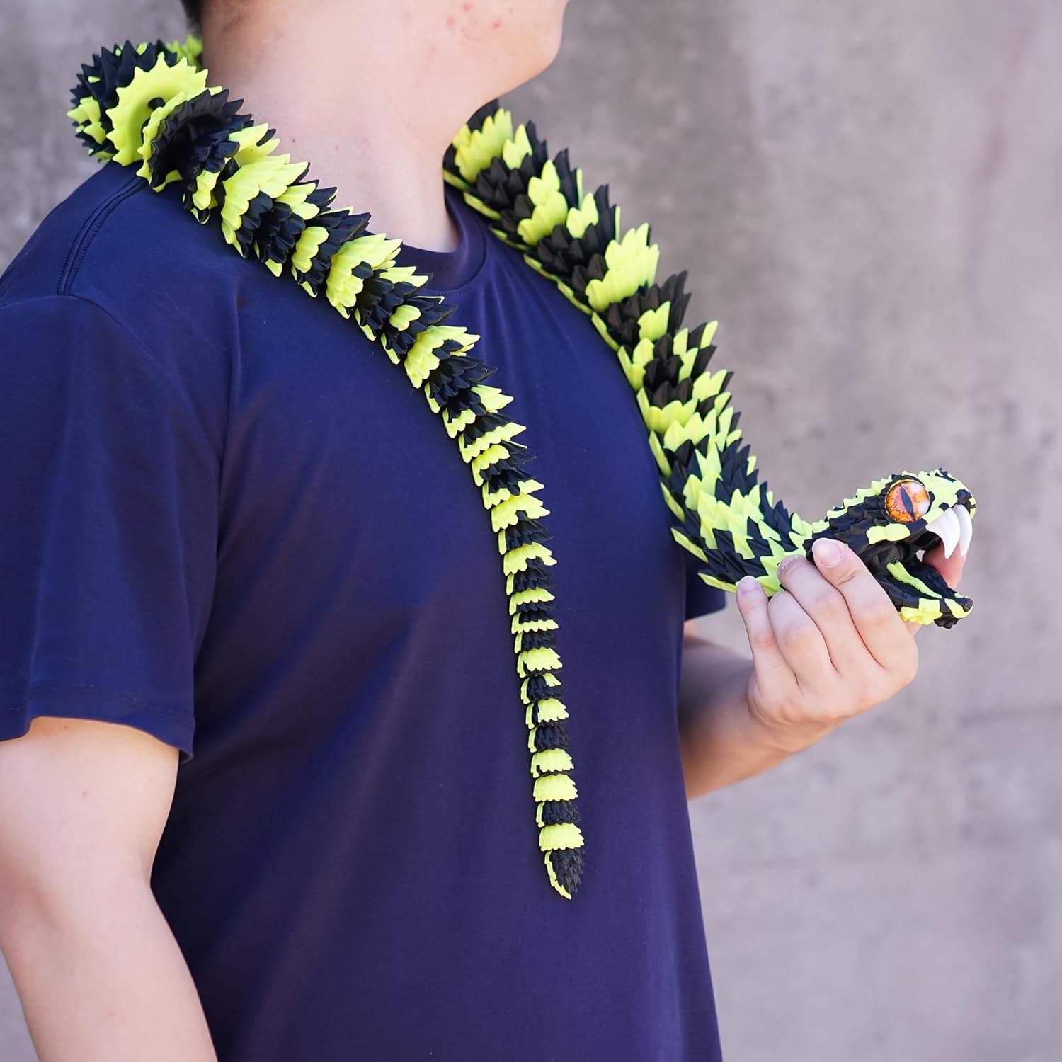 Super Large 3D Printed snake with a movable mouth,47.4inch,Flexible Realistic Articulated Animal Fidget Toys,Mystery Figurines Gifts ,Executive Desk Décor and Festival Collectible (BY 47.4inch)