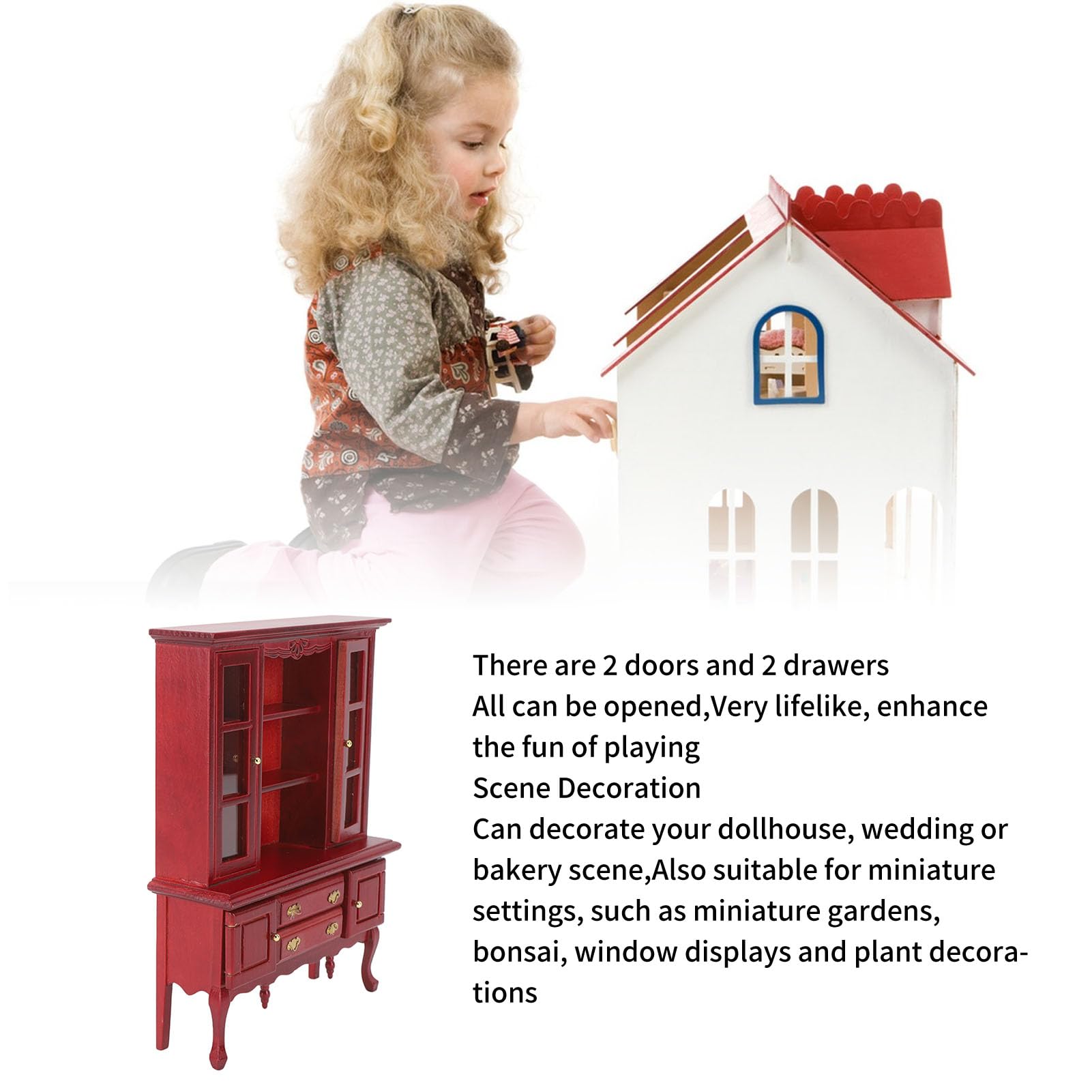 Libreria per Casa delle Bambole, Scala 1:12 Armadio per Scaffali in Legno per Casa delle Bambole Mobili in Miniatura Libreria in Legno Decorazione per Casa delle Bambole Accessori per(libreria bianca