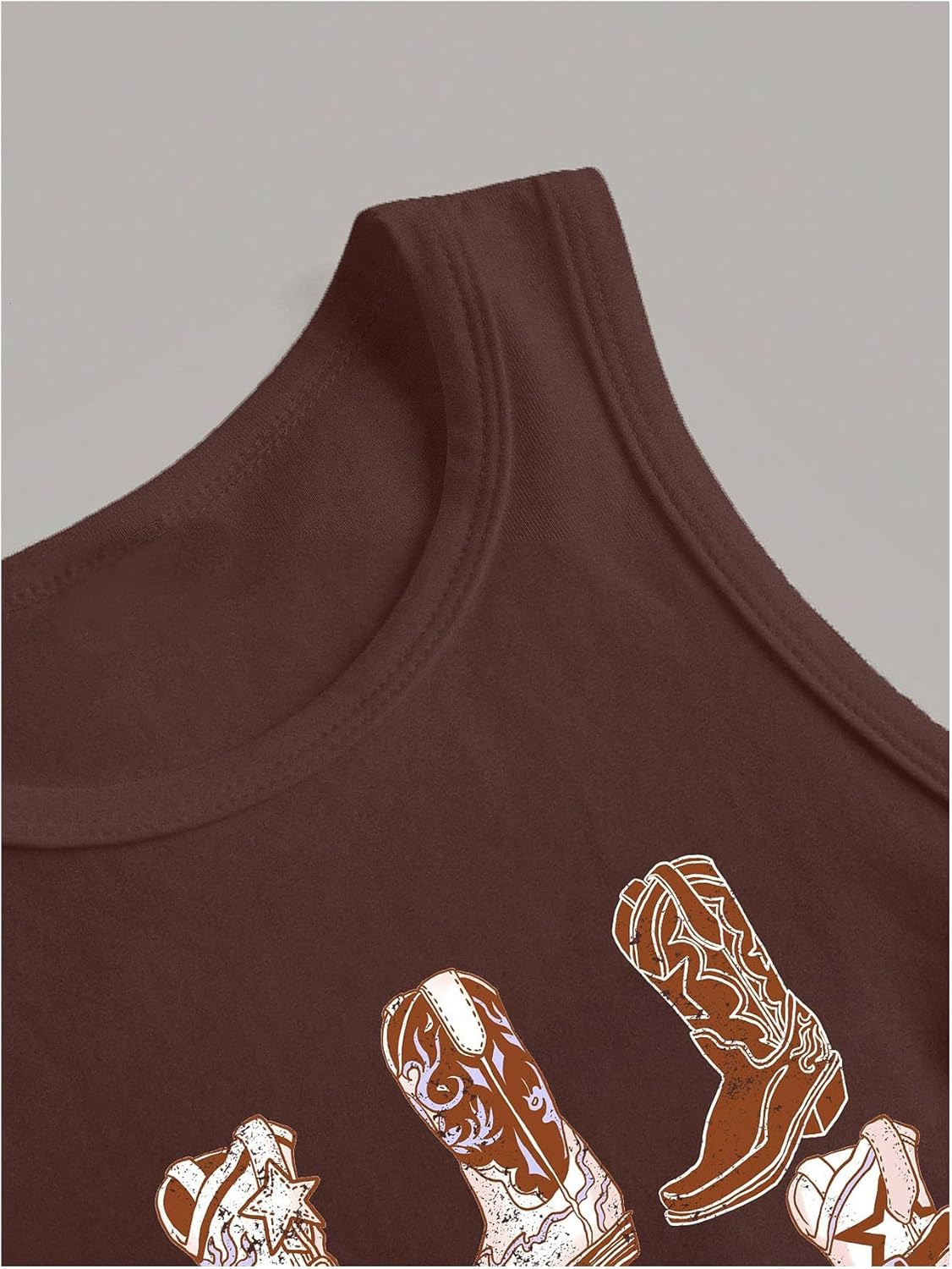 WDIRARA Women's Graphic Sleeveless Crop Tank Tops Crew Neck Western Rodeo Cowgirl Shirt - Image 4