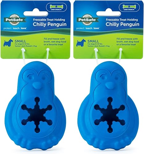 Miniatura 7 de PetSafe Freezable Treat Holding Chilly Pingüino - Duradera, con aroma a vainilla, de goma, interactiva y congelable, rompecabezas para mascotas