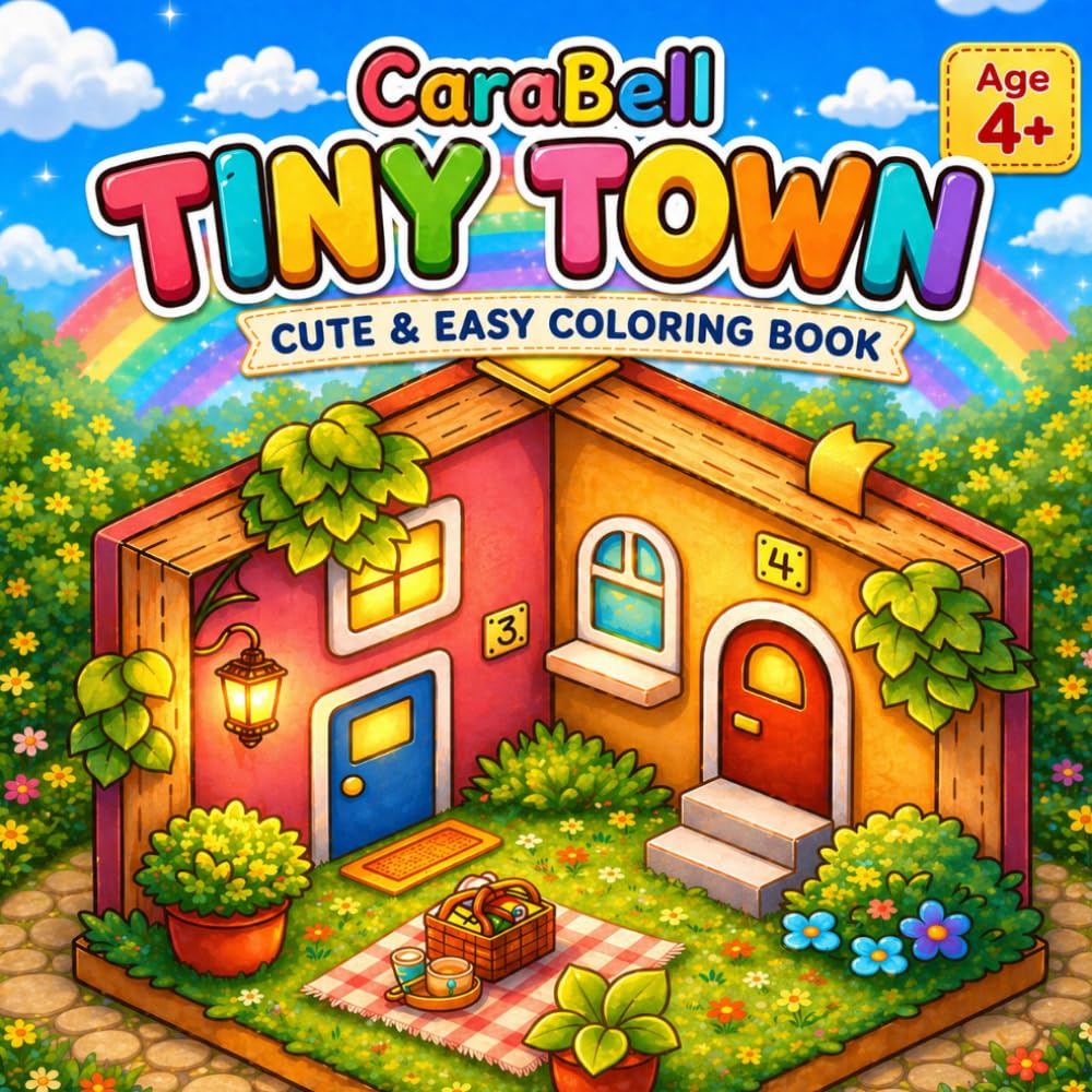 TINY TOWN: Cute & Easy Coloring Book