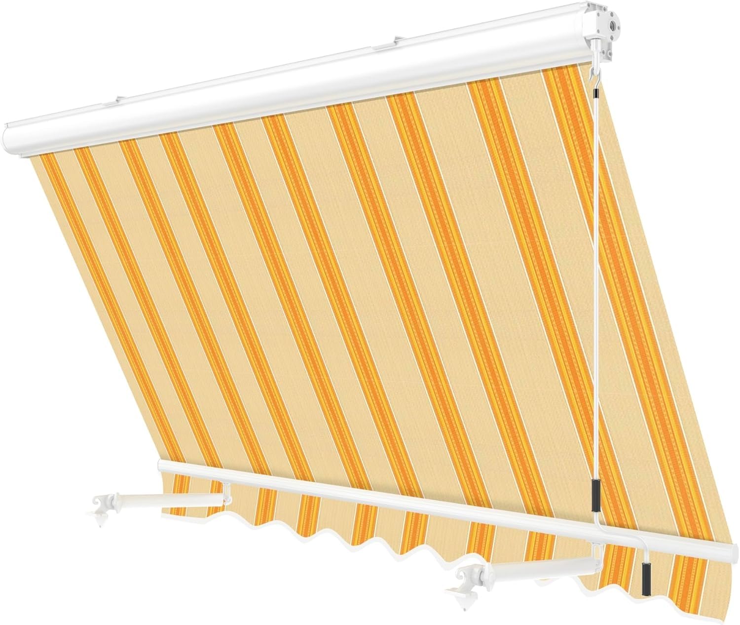 Tenda da sole Cassonata a Caduta in Alluminio Balcone Finestra Soffitto Parete Bracci Telo Poliestere 280gr/MQ Impermeabile GIALLO BEIGE L200xP250CM