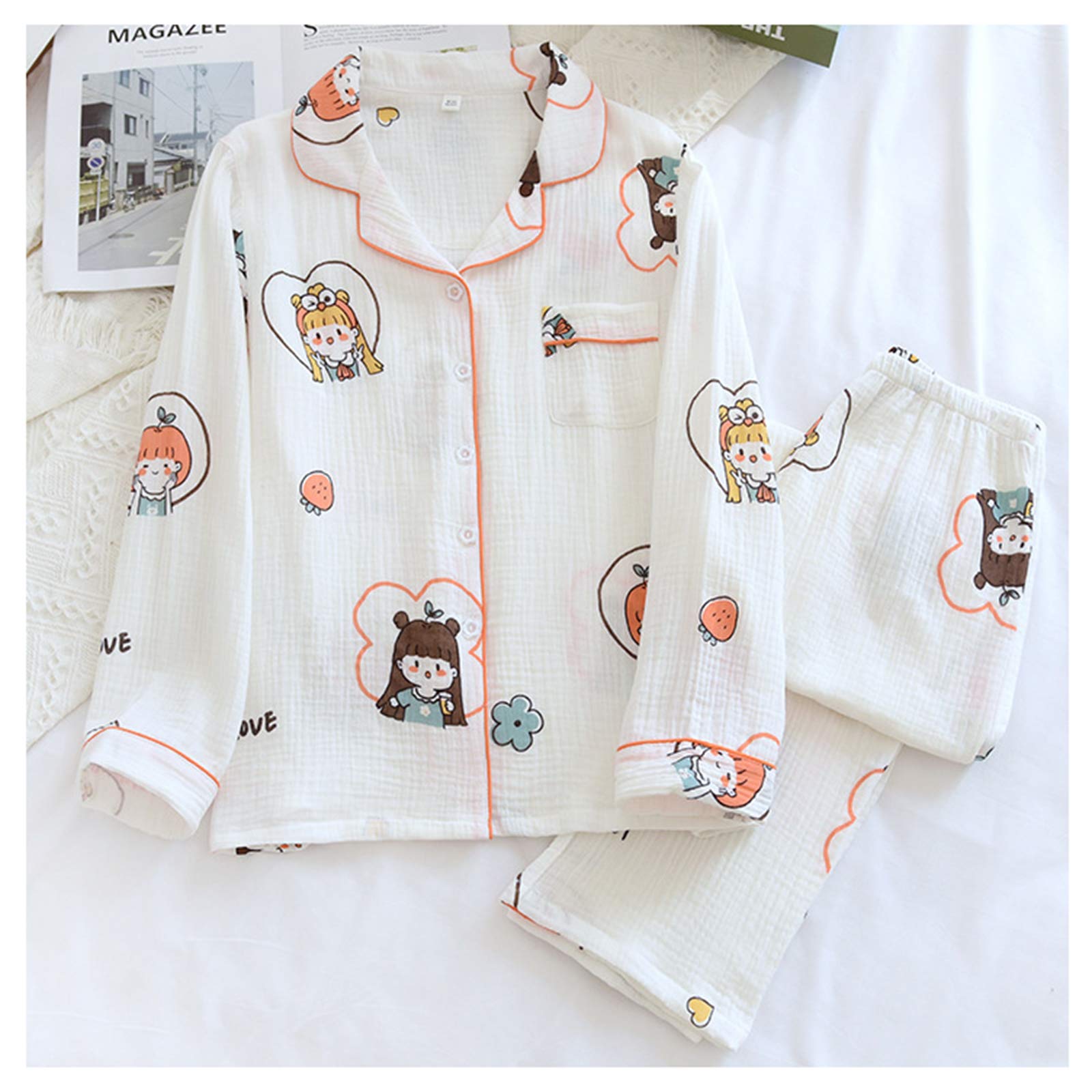 Pyjama femme coton blanc XL idéal pour vos matinées cocooning en cardigan imprimé