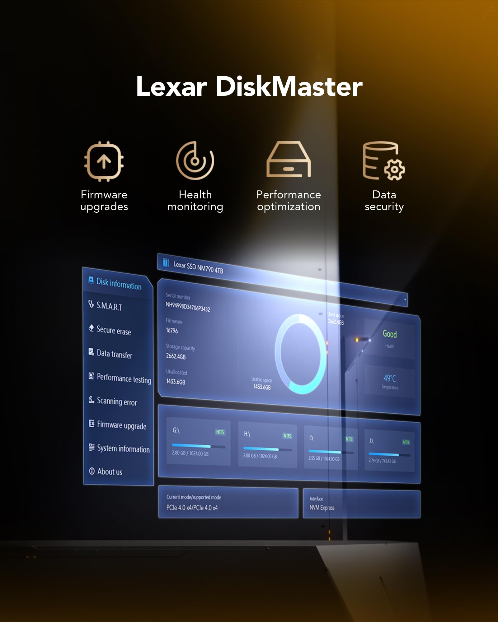 Lexar Thor Pro 1 TB SSD, M.2 2280 PCIe Gen4 NVMe, hasta 6000 MB/s, Unidad de Estado Sólido Interna de Alto Rendimiento, Compatible con PS5, Portátiles y PC, para Jugadores y Creadores