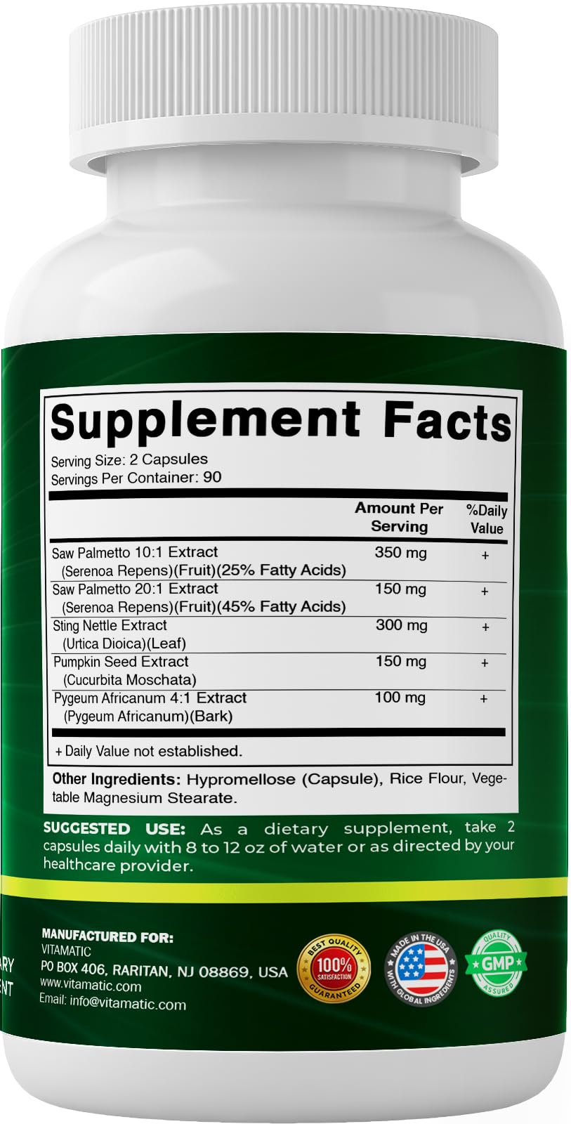 Vitamatic Saw Palmetto Extract 1050 mg, 180 Capsules, Made in USA — Amazon image 8